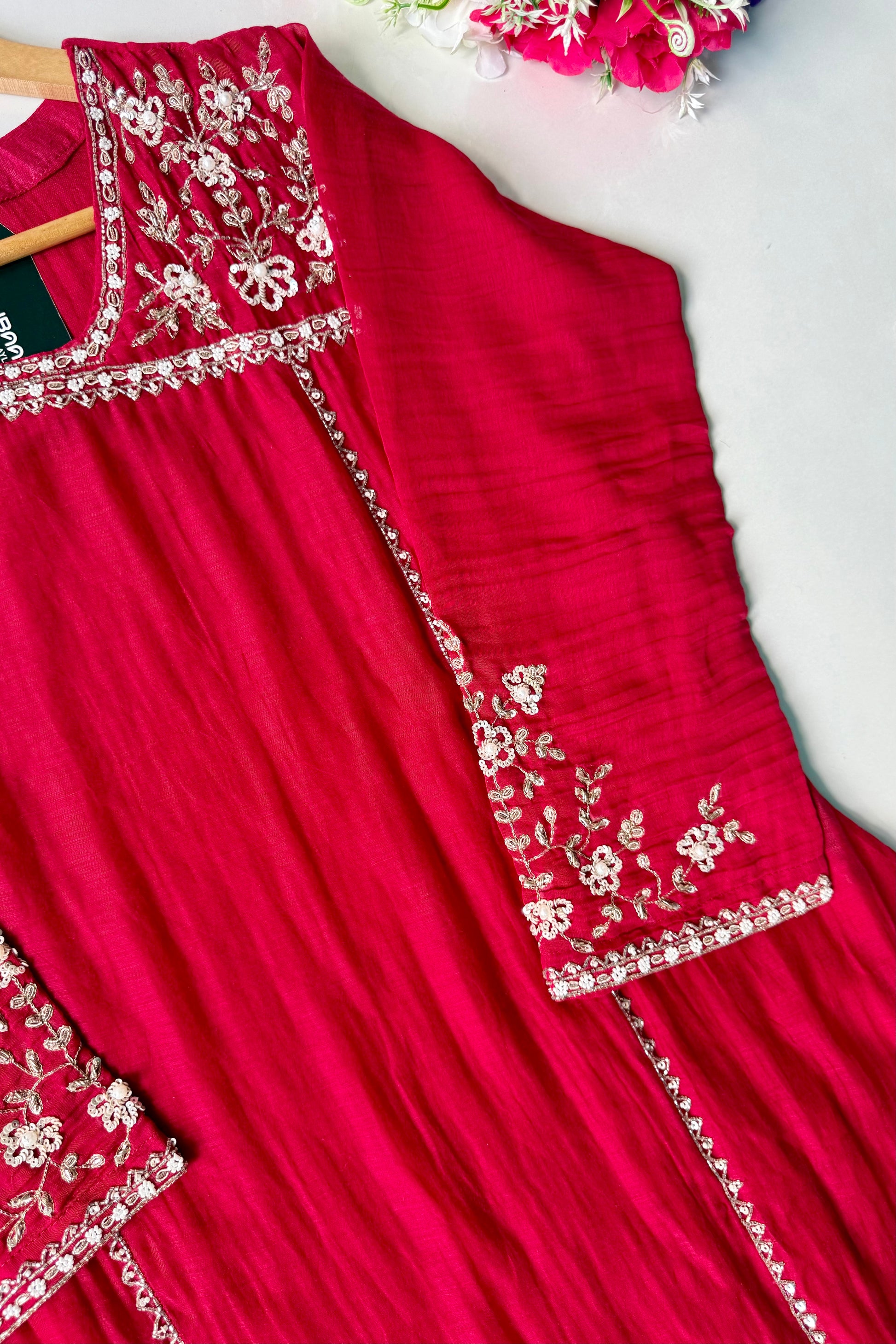 Roshni - Premium Red Mul Chanderi A Line Kurta Set ✨