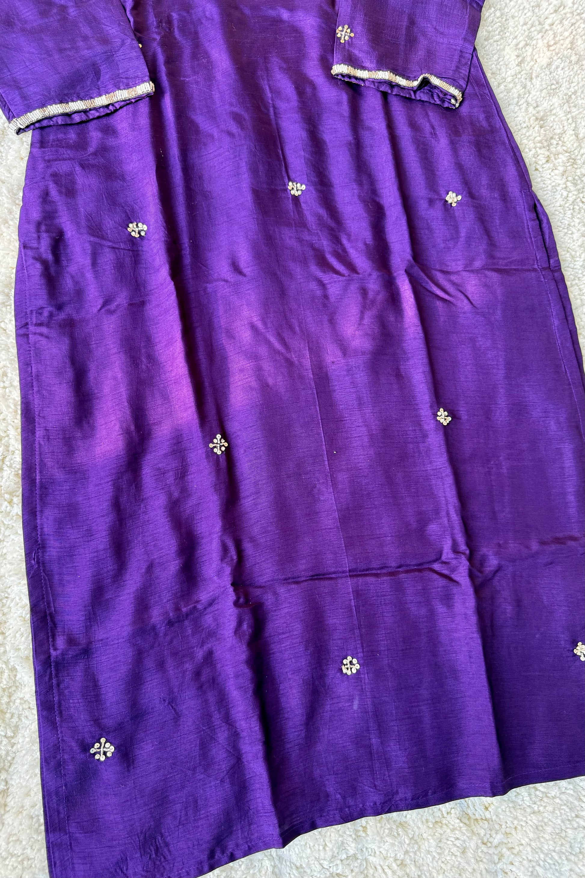 ✨ “Aqua – Royal Purple Dola Silk Kurta Set with Ombre Dupatta