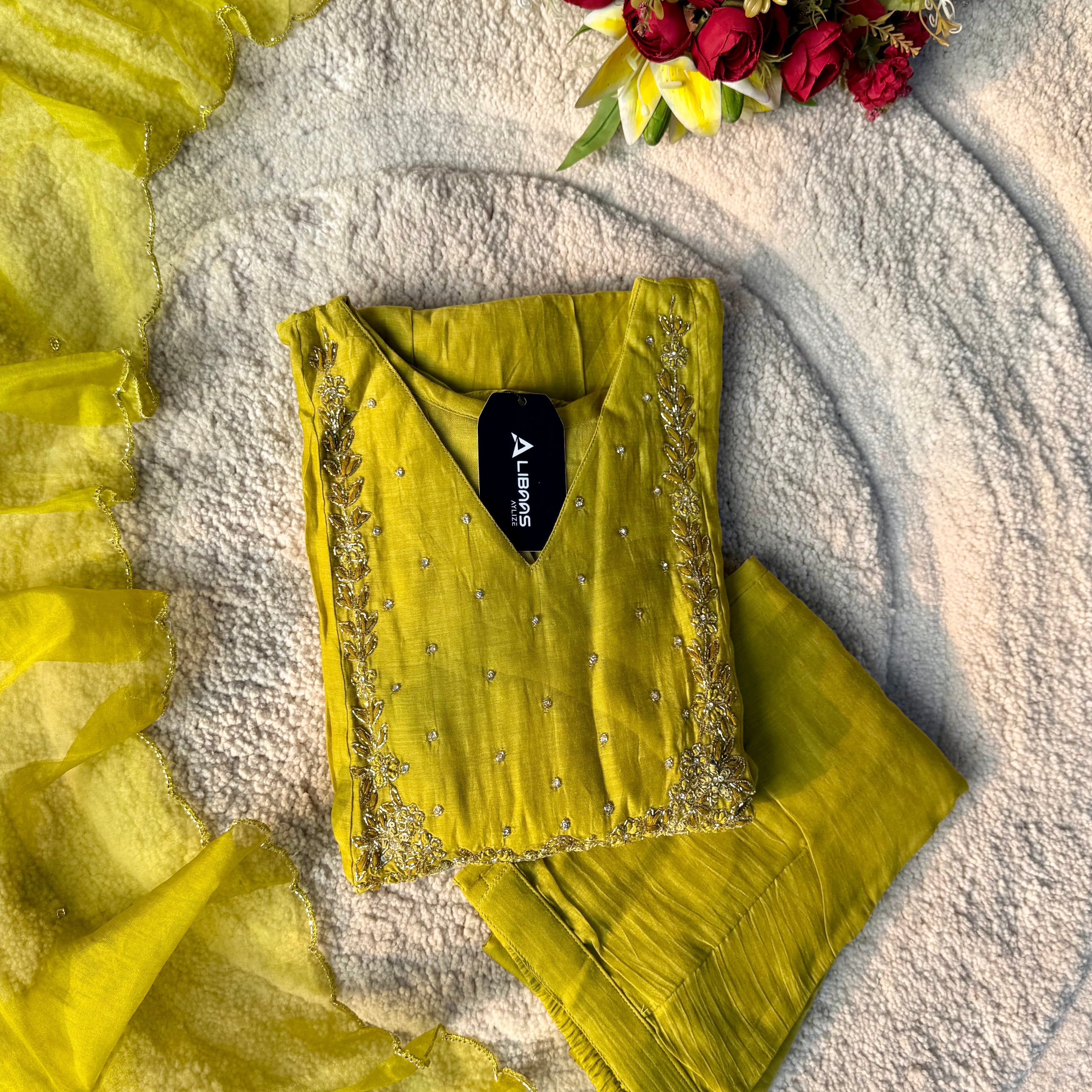 “Ayza” Premium Green Mul Chanderi A Line Suit set 🛍️