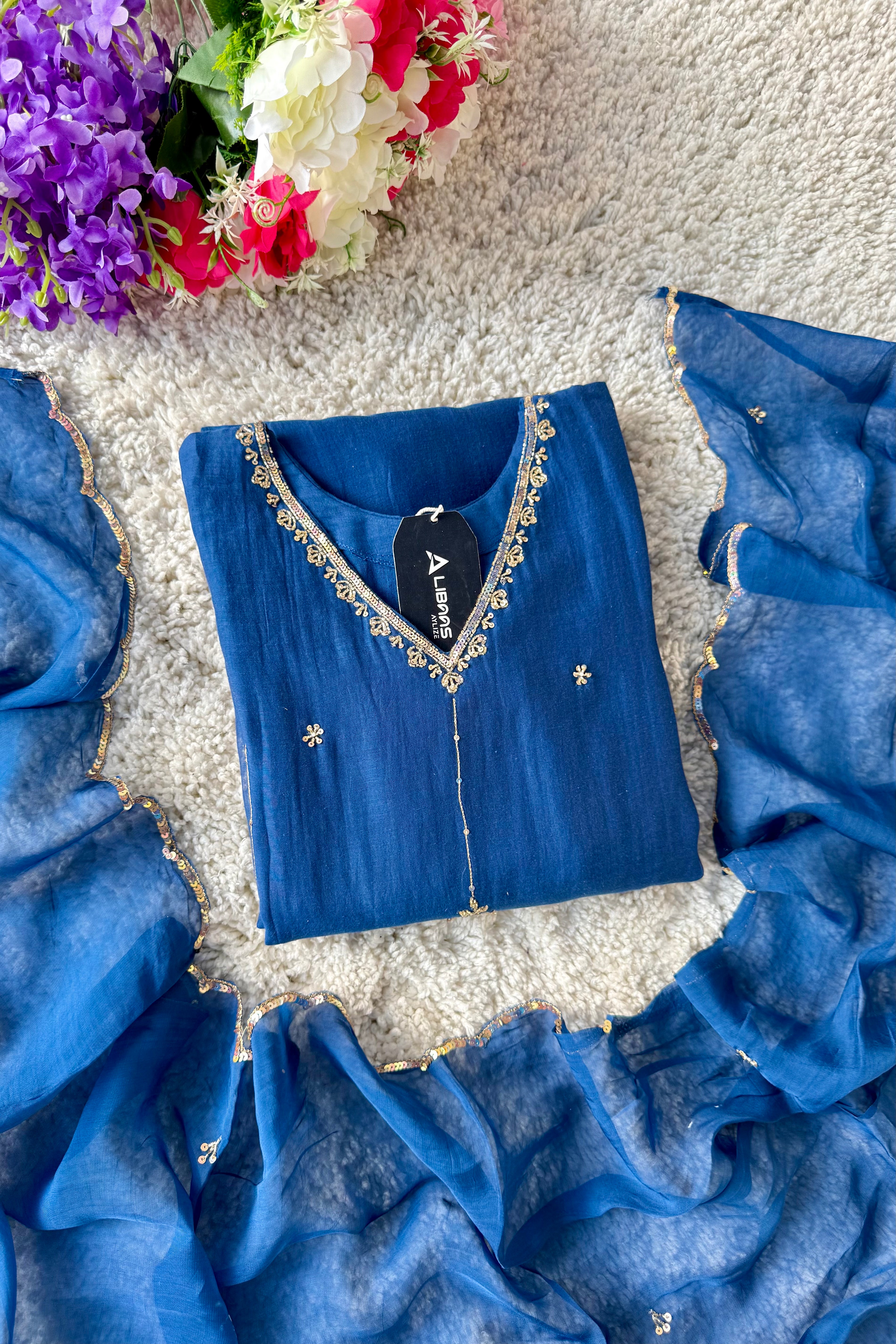 ✨”Grace- Premium Party Wear Mul Chanderi Kurta Set 🛍️