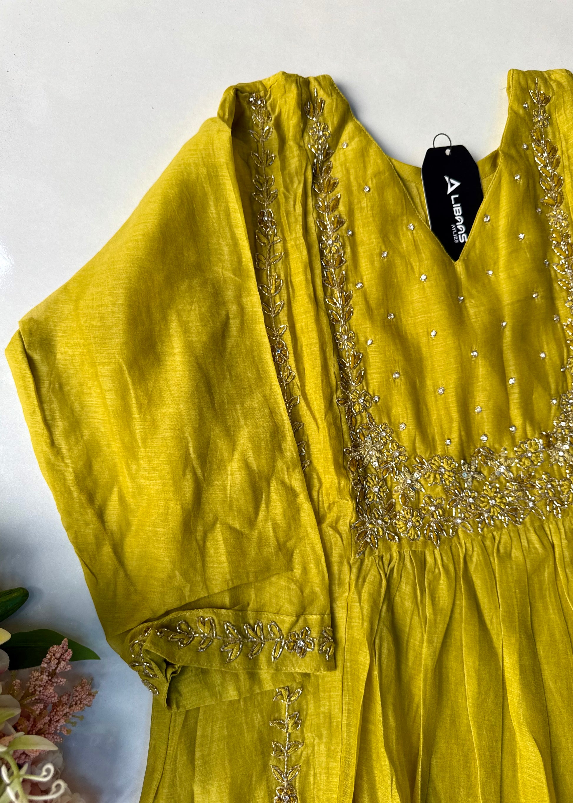 “Ayza” Premium Green Mul Chanderi A Line Suit set 🛍️