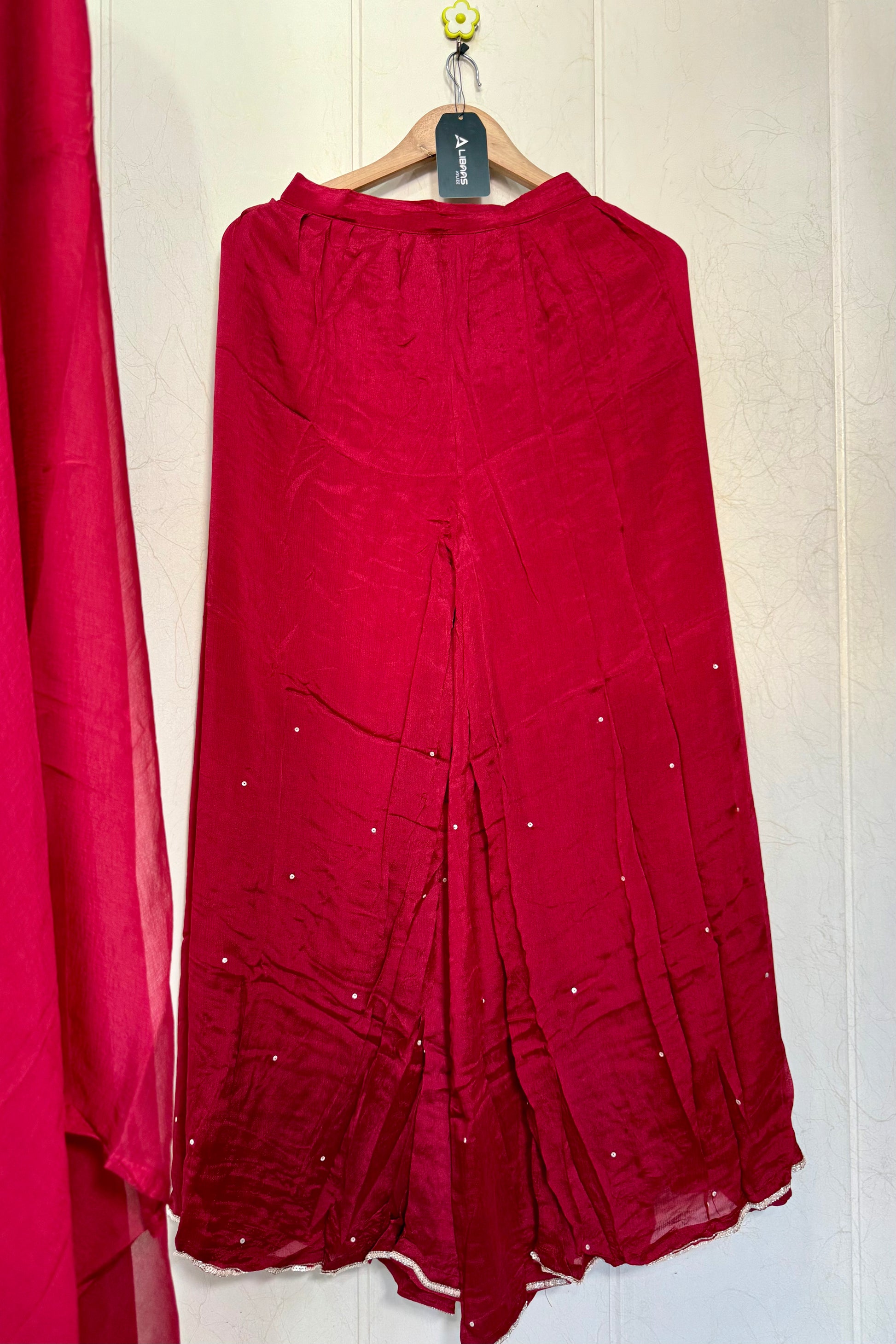 “Alya” Chinnon Silk Heavy Handwork Kurta Palazzo Set with Dupatta