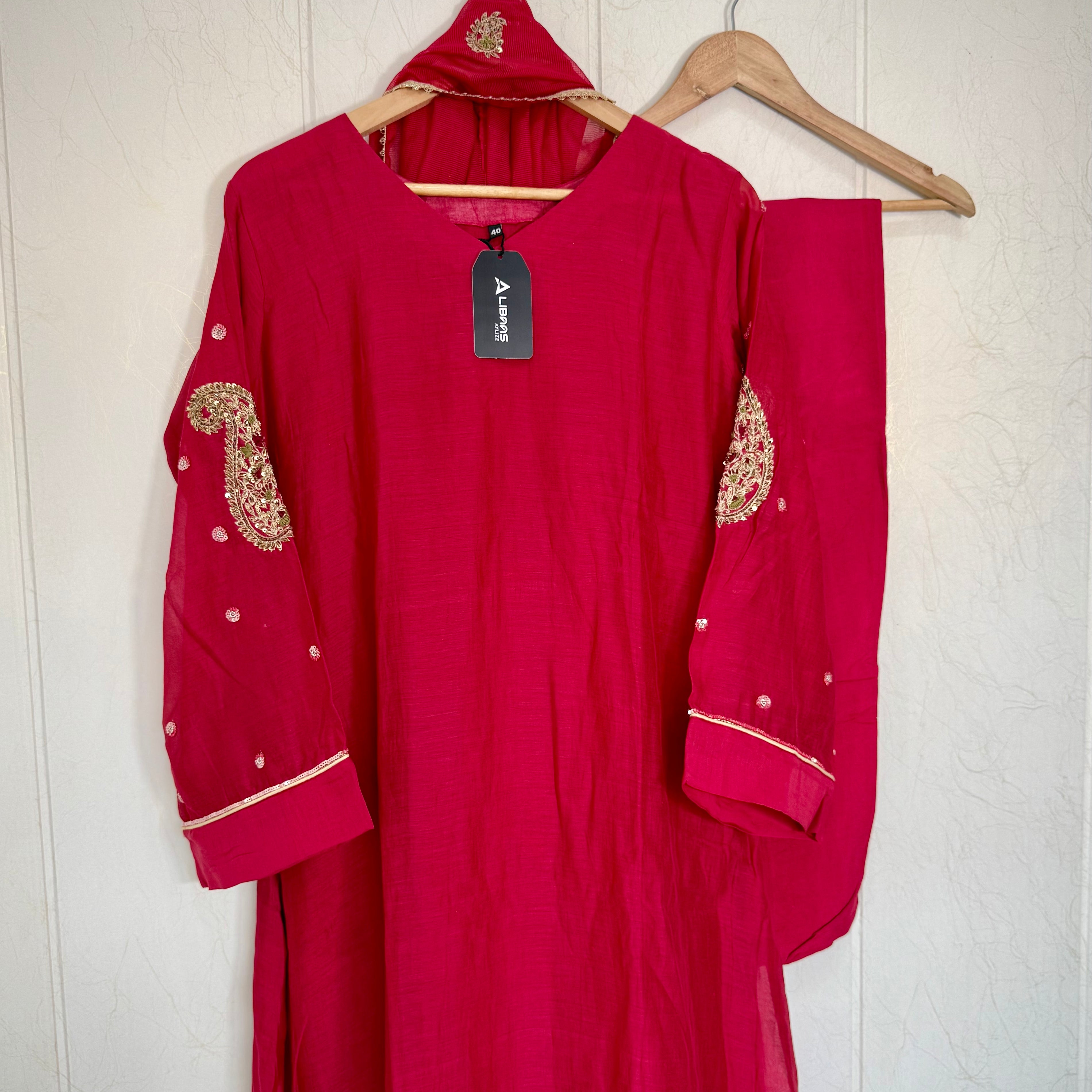 “Navya” Beautiful Red Mul Chanderi A line Anarkali Kurta Set