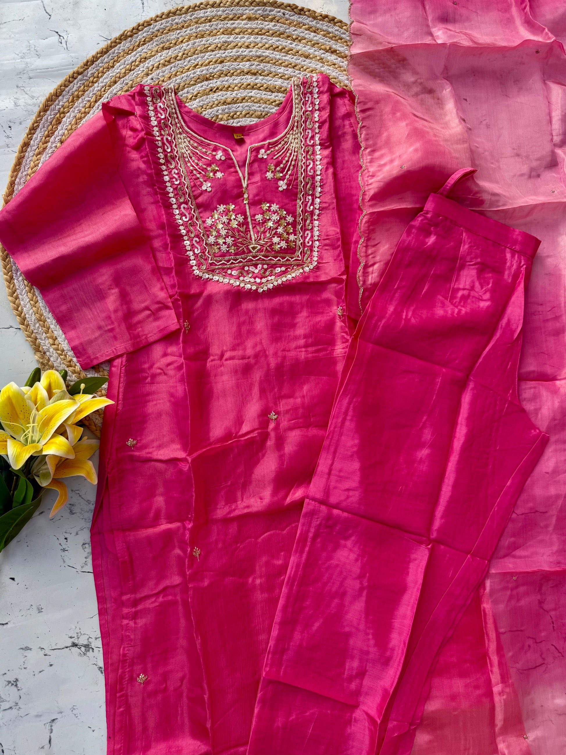 “Shama” Beautiful party wear Tissue silk kurta set