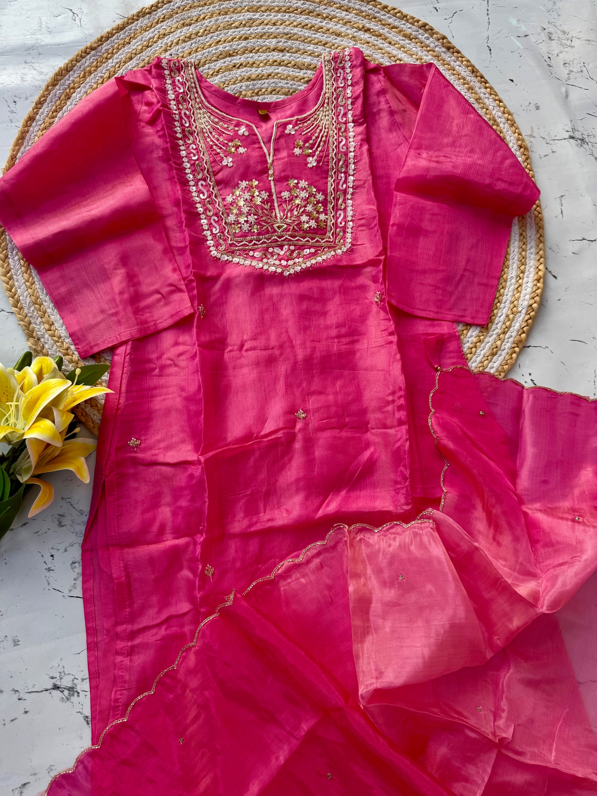 “Shama” Beautiful party wear Tissue silk kurta set