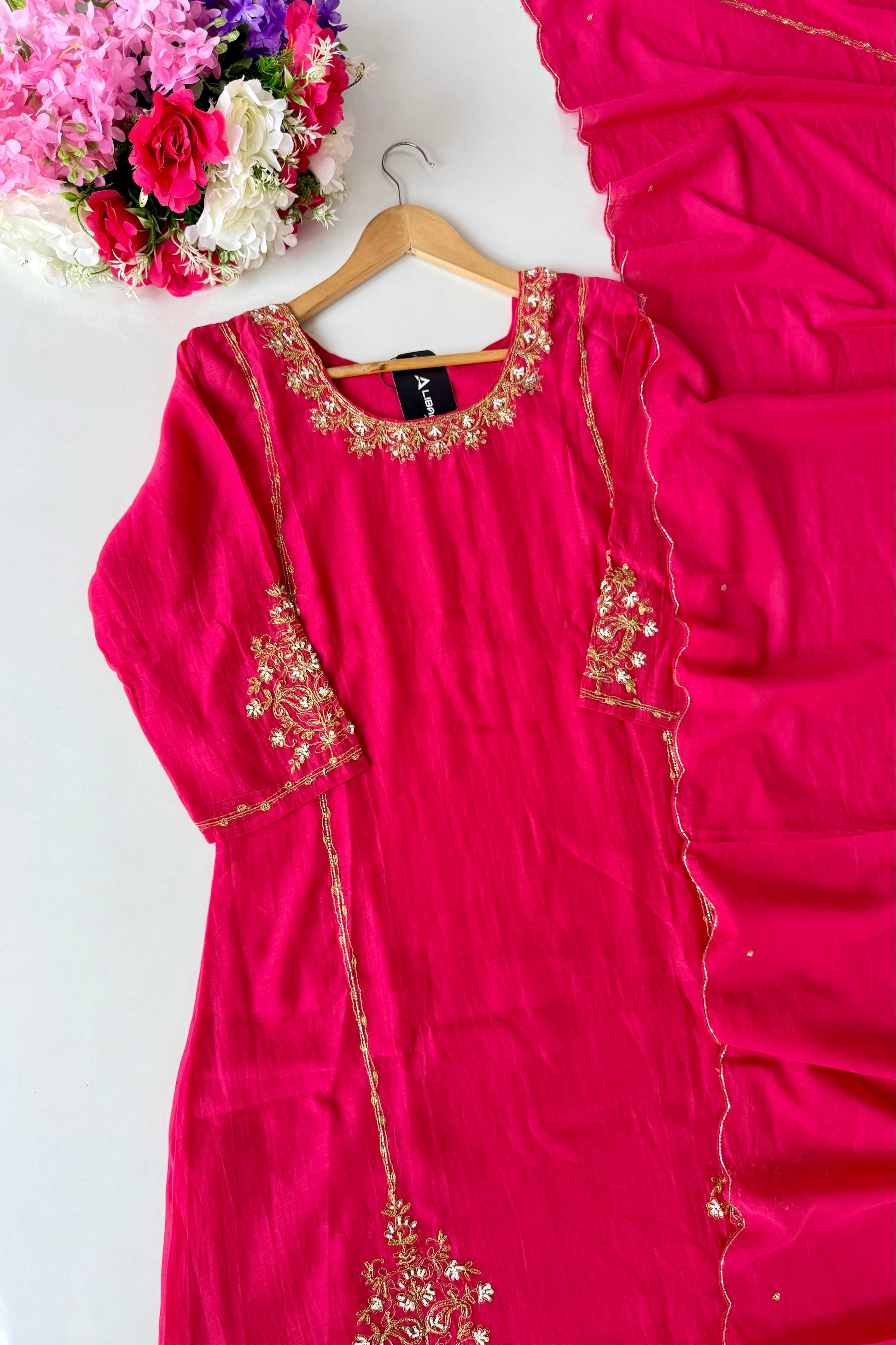 💕”Nayra – Premium Mul Chanderi A-Line Kurta Set