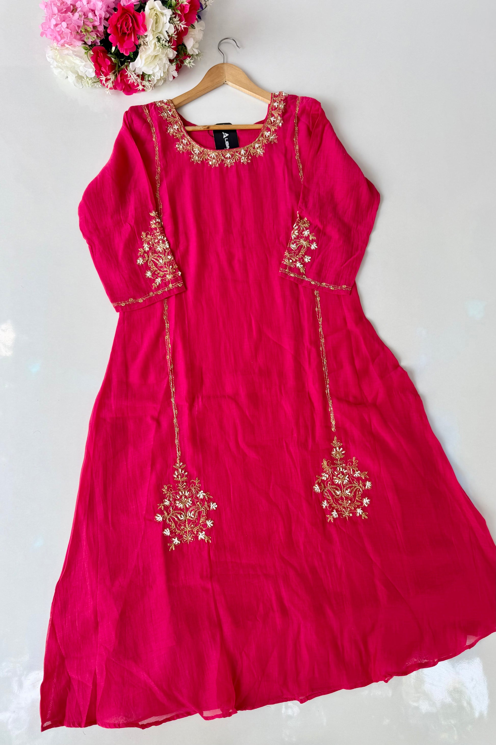 💕”Nayra – Premium Mul Chanderi A-Line Kurta Set