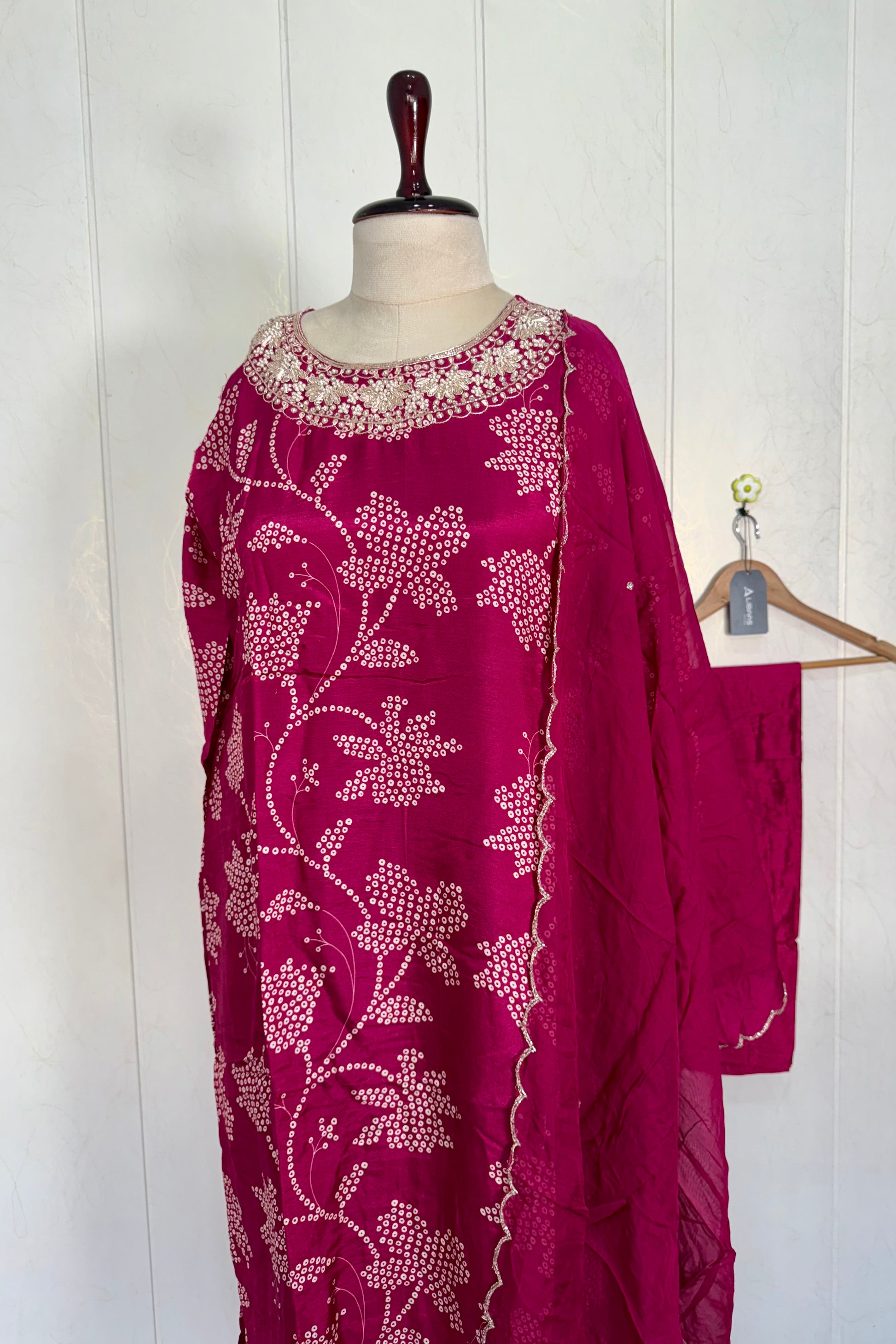 "Grishma" Beautiful printed Russian silk kurti bottom with dupatta set