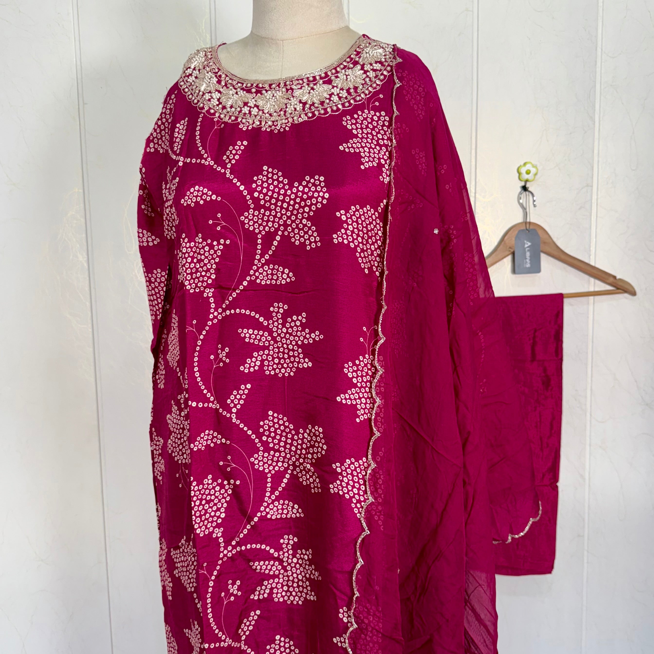 "Grishma" Beautiful printed Russian silk kurti bottom with dupatta set