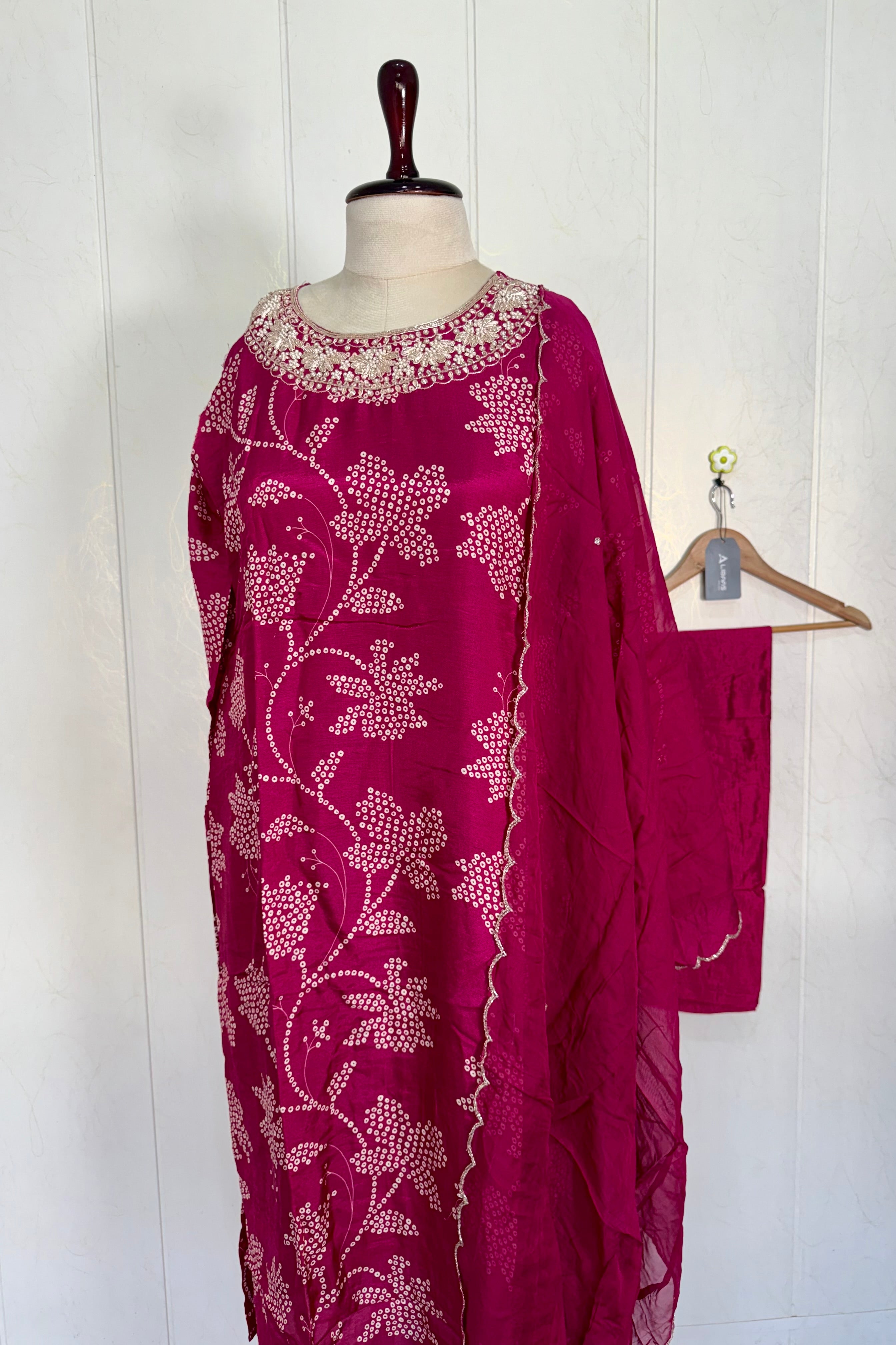 "Grishma" Beautiful printed Russian silk kurti bottom with dupatta set