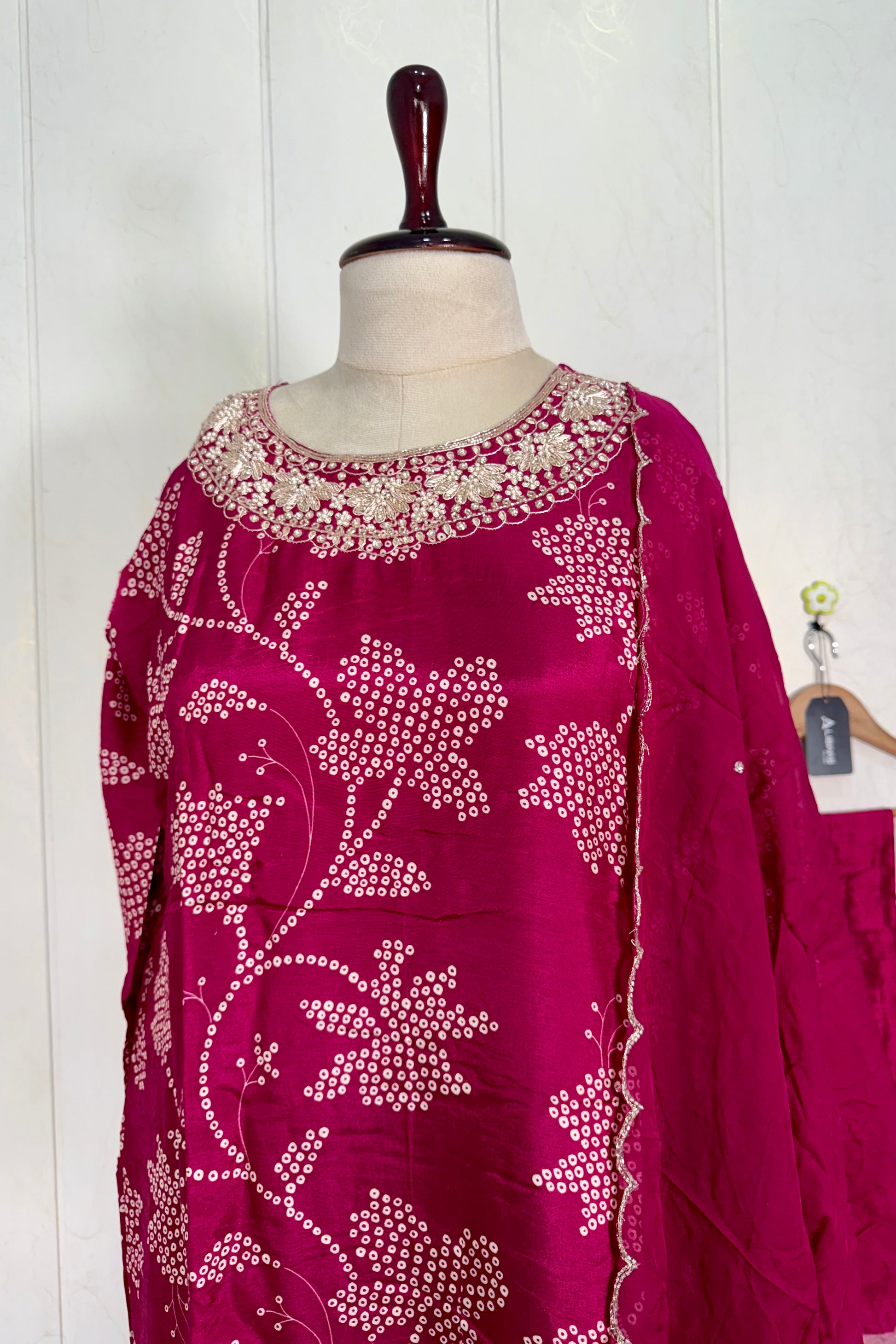 "Grishma" Beautiful printed Russian silk kurti bottom with dupatta set