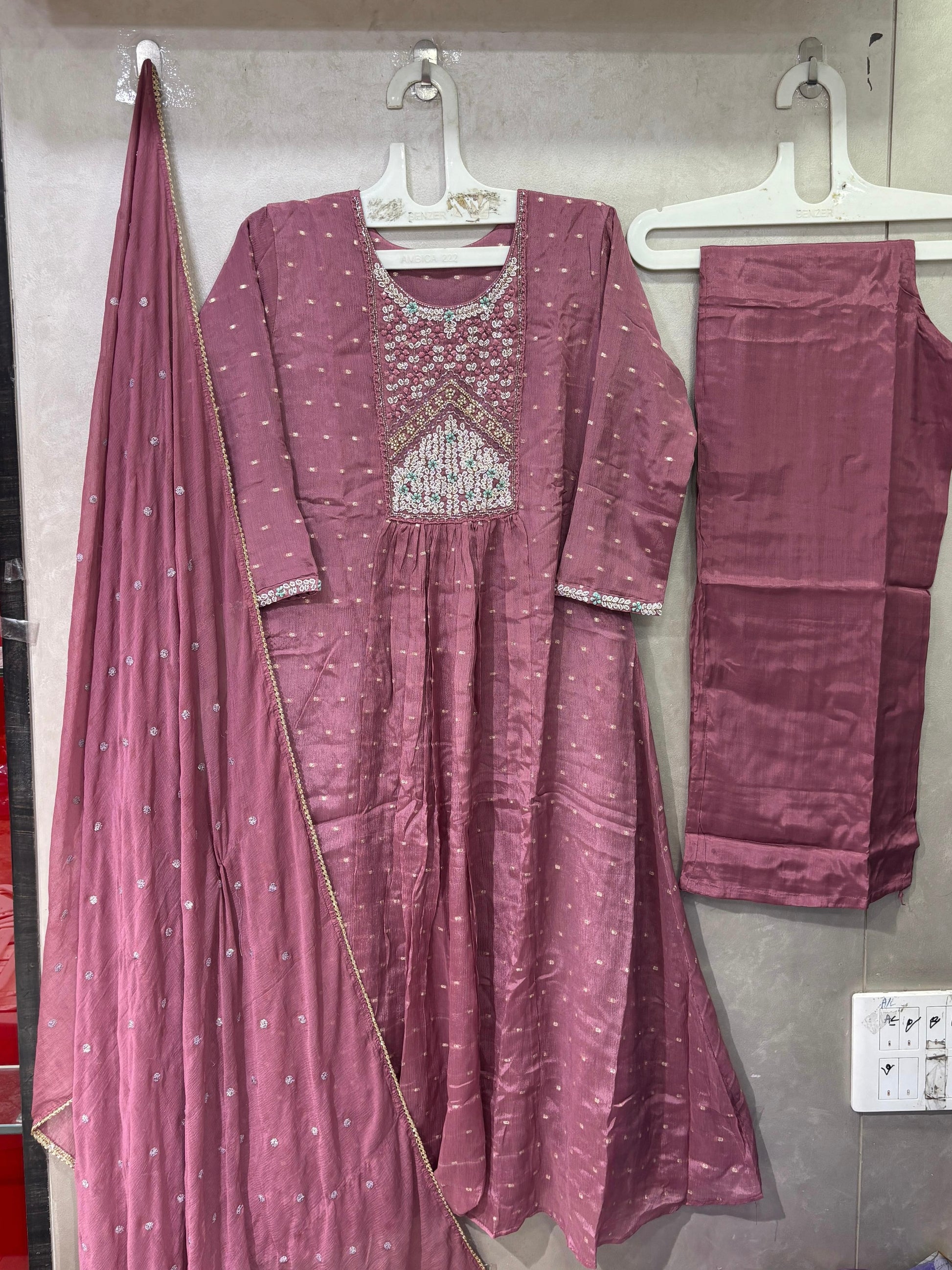“HANIYA” Party wear Tissue silk anarkali suit set