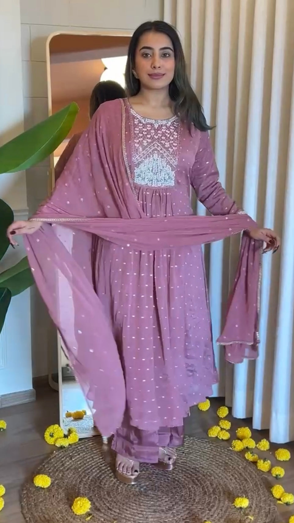 “HANIYA” Party wear Tissue silk anarkali suit set