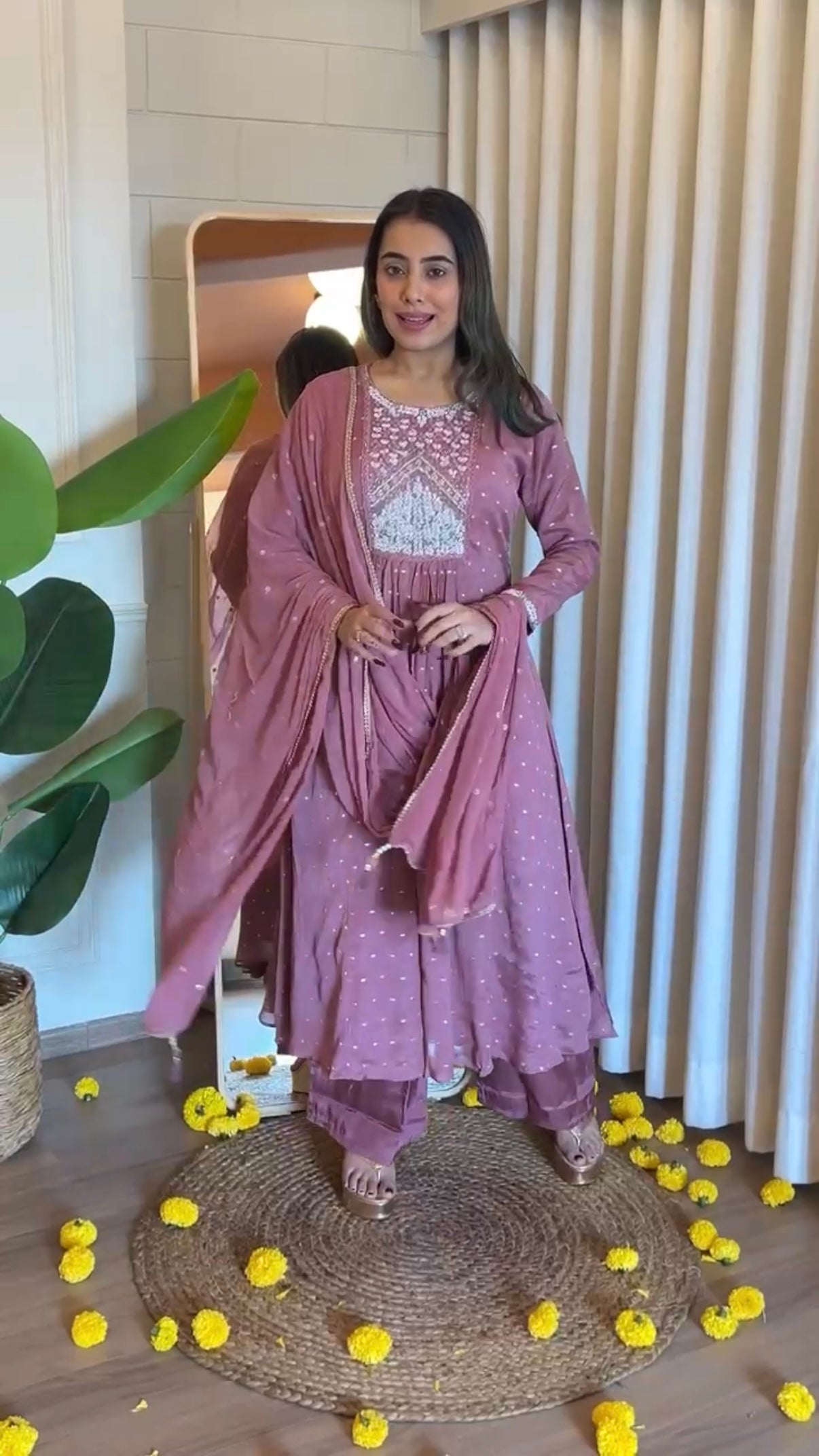“HANIYA” Party wear Tissue silk anarkali suit set