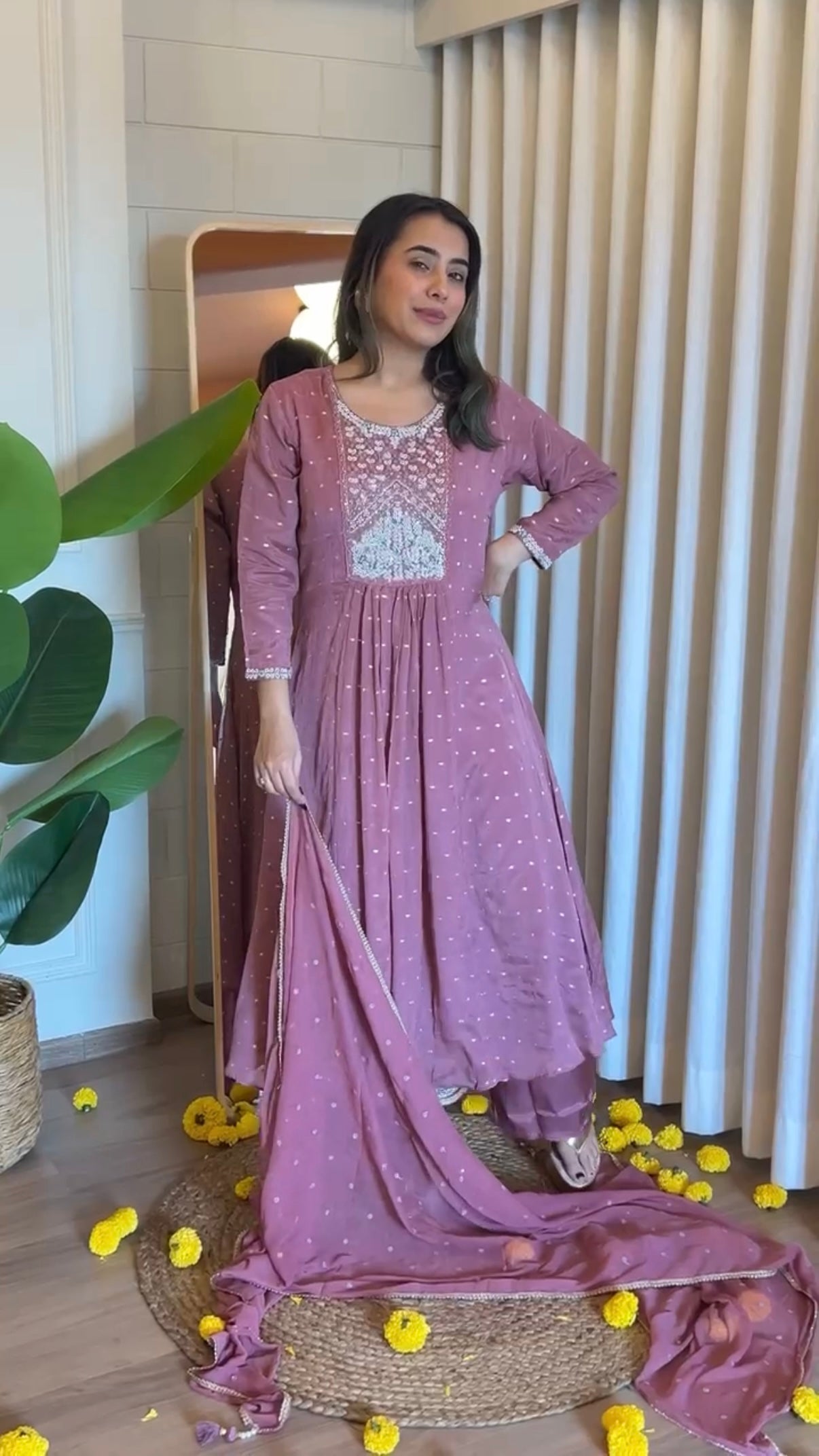 “HANIYA” Party wear Tissue silk anarkali suit set