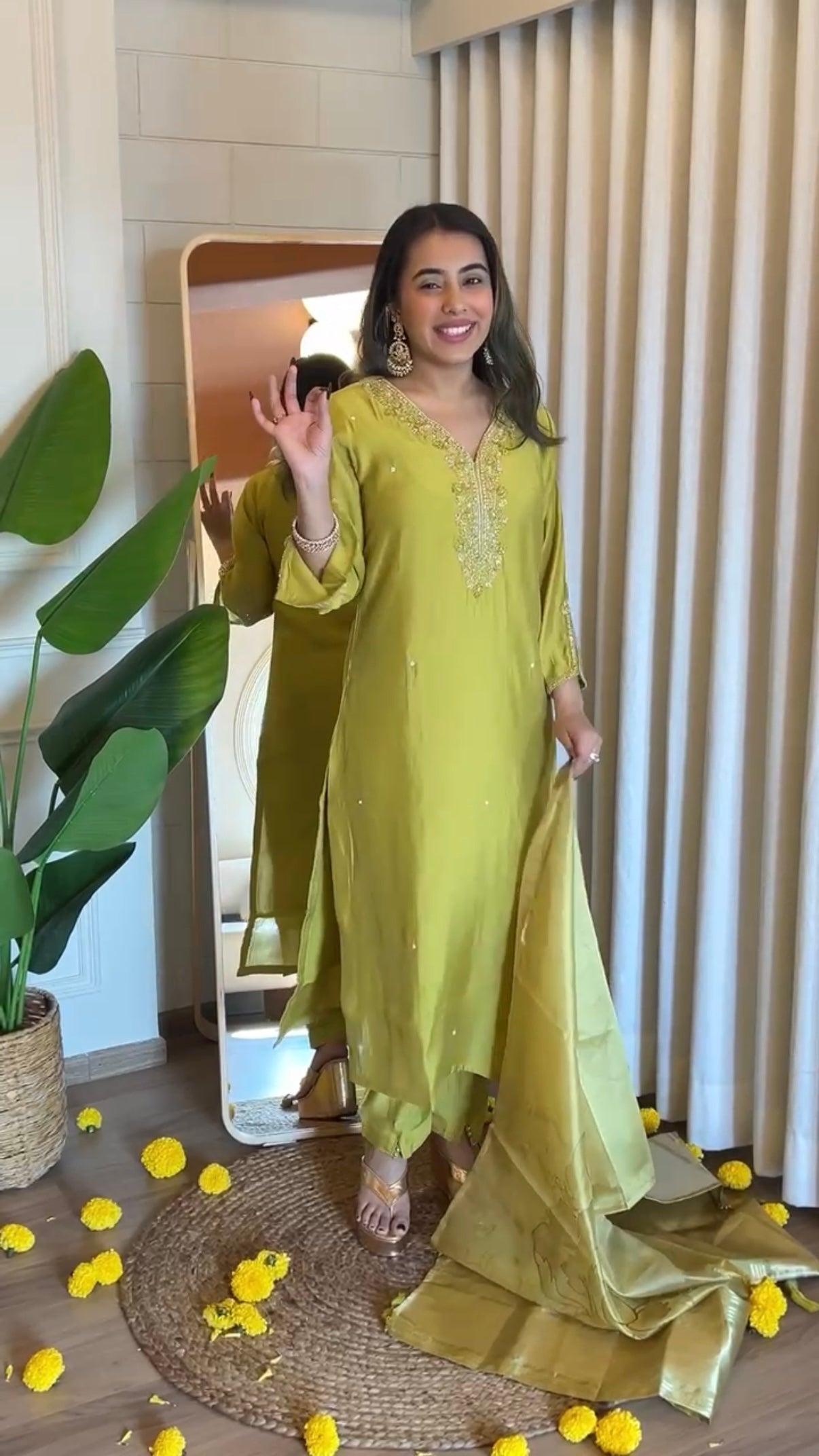 “UMA” Premium roman silk handcrafted kurti set
