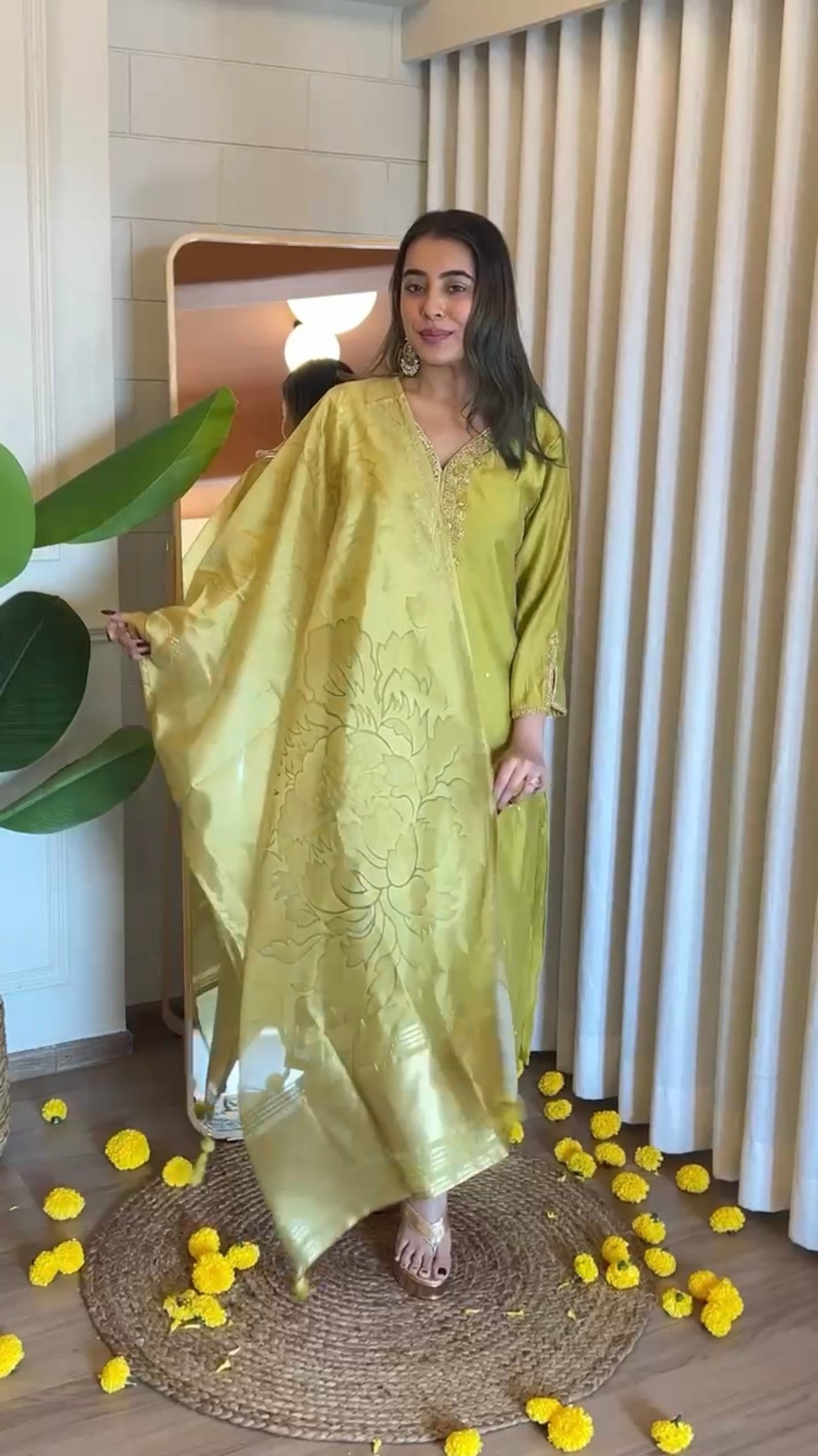 “UMA” Premium roman silk handcrafted kurti set