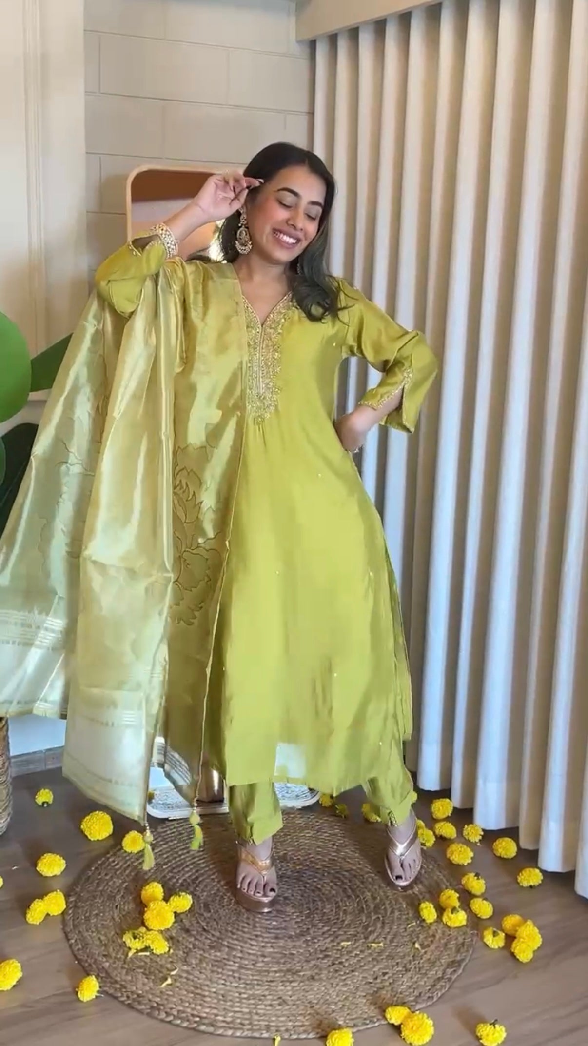 “UMA” Premium roman silk handcrafted kurti set