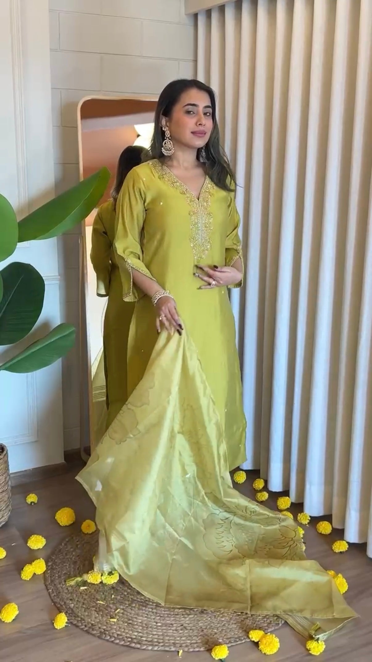 “UMA” Premium roman silk handcrafted kurti set
