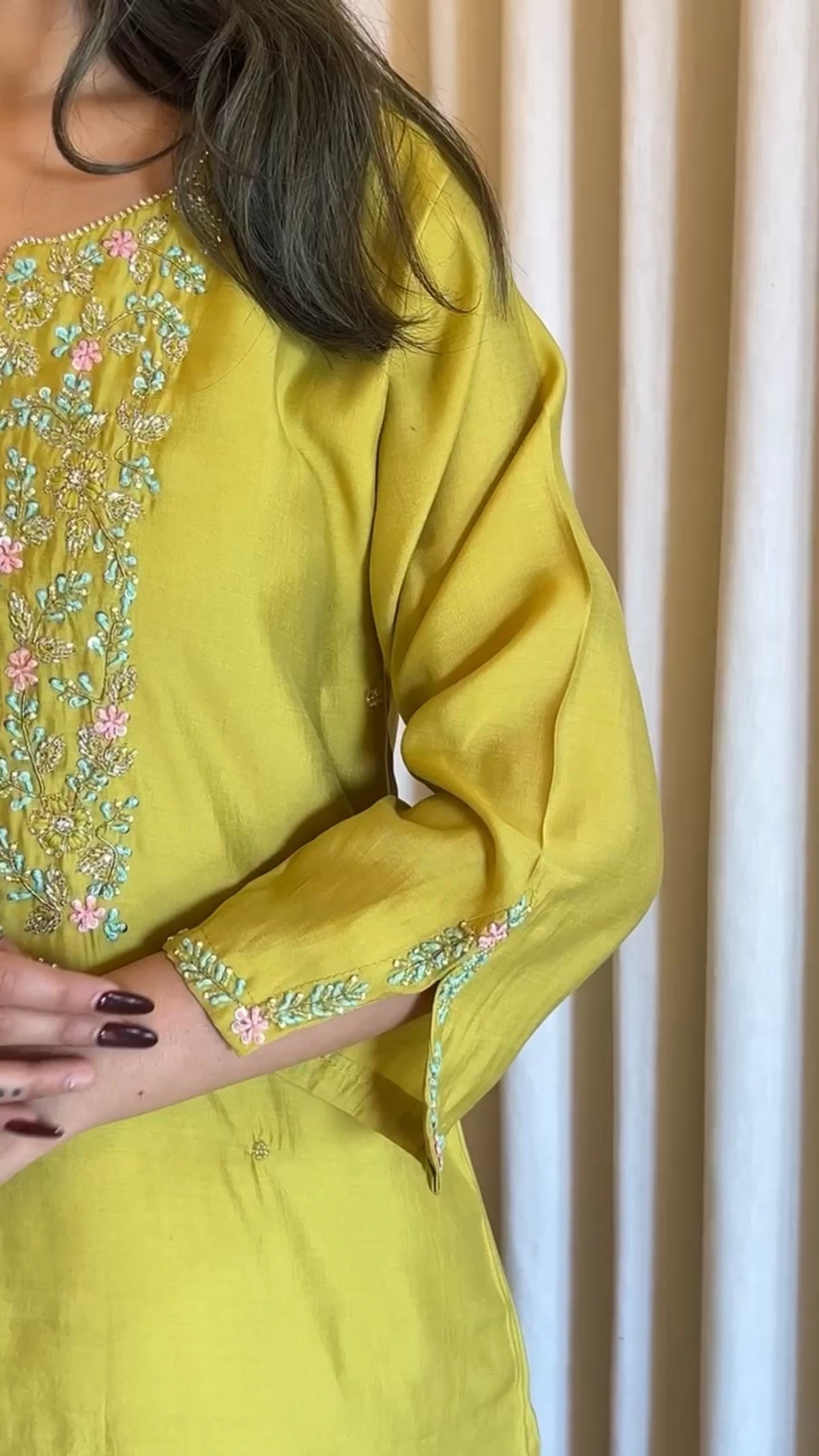 “AMALA” Premium roman silk handcrafted kurti set