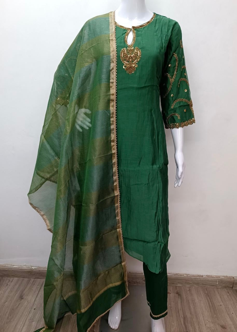 “Myra” Premium Mul Chanderi A line Anarkali Kurta Set