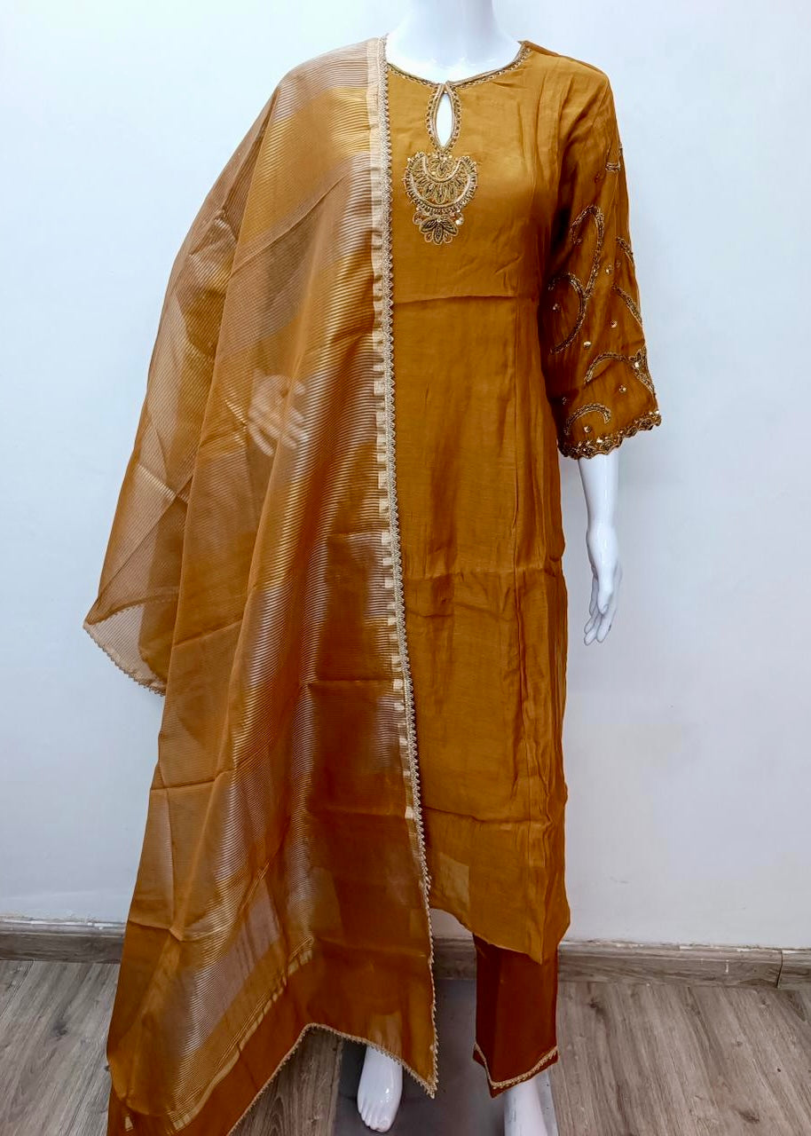 “Myra” Premium Mul Chanderi A line Anarkali Kurta Set