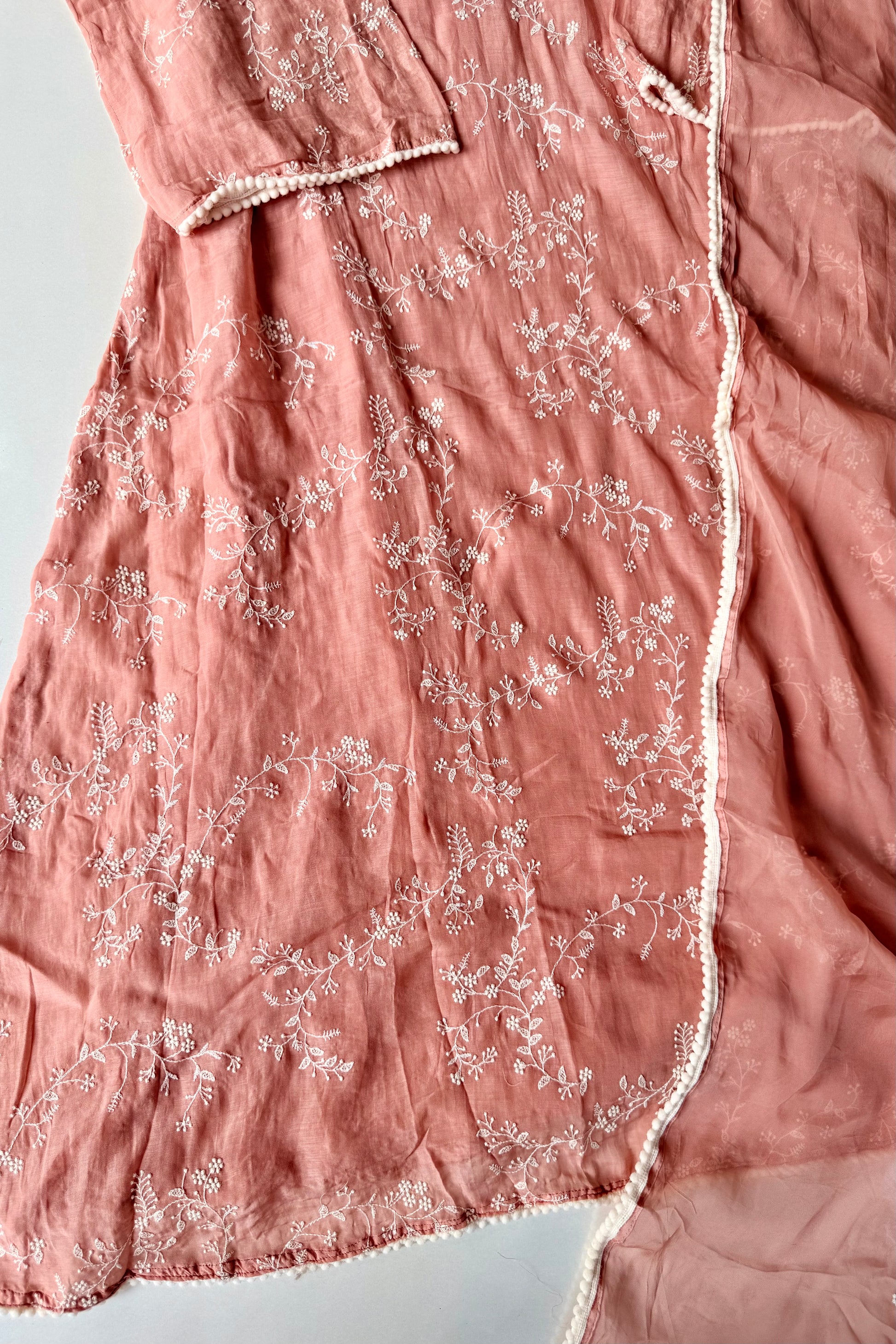 “Elina” Blush Peach Mul Chanderi A Line Suit set 🛍️