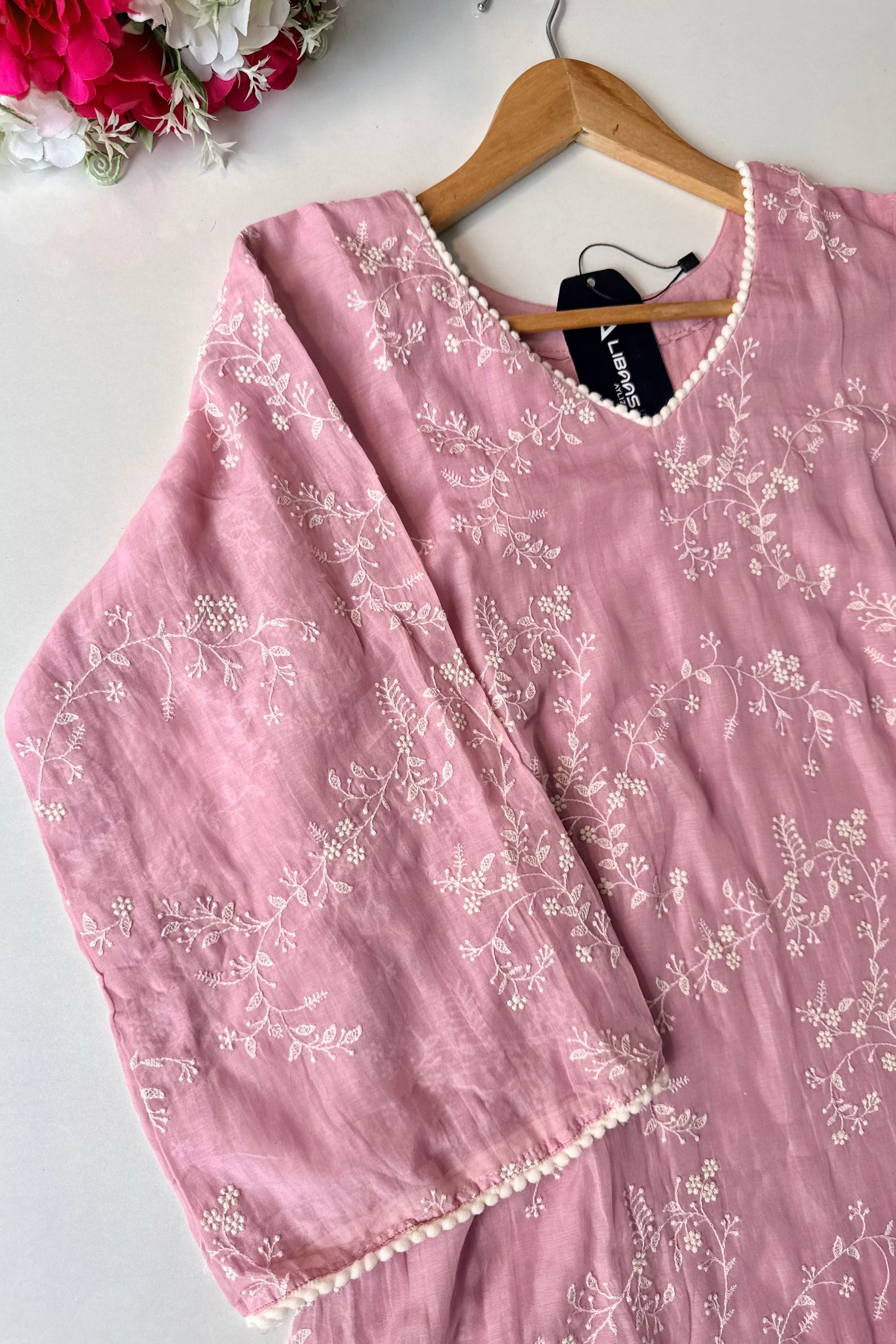 “Elina” Blossom Pink Mul Chanderi A Line Suit set 🛍️