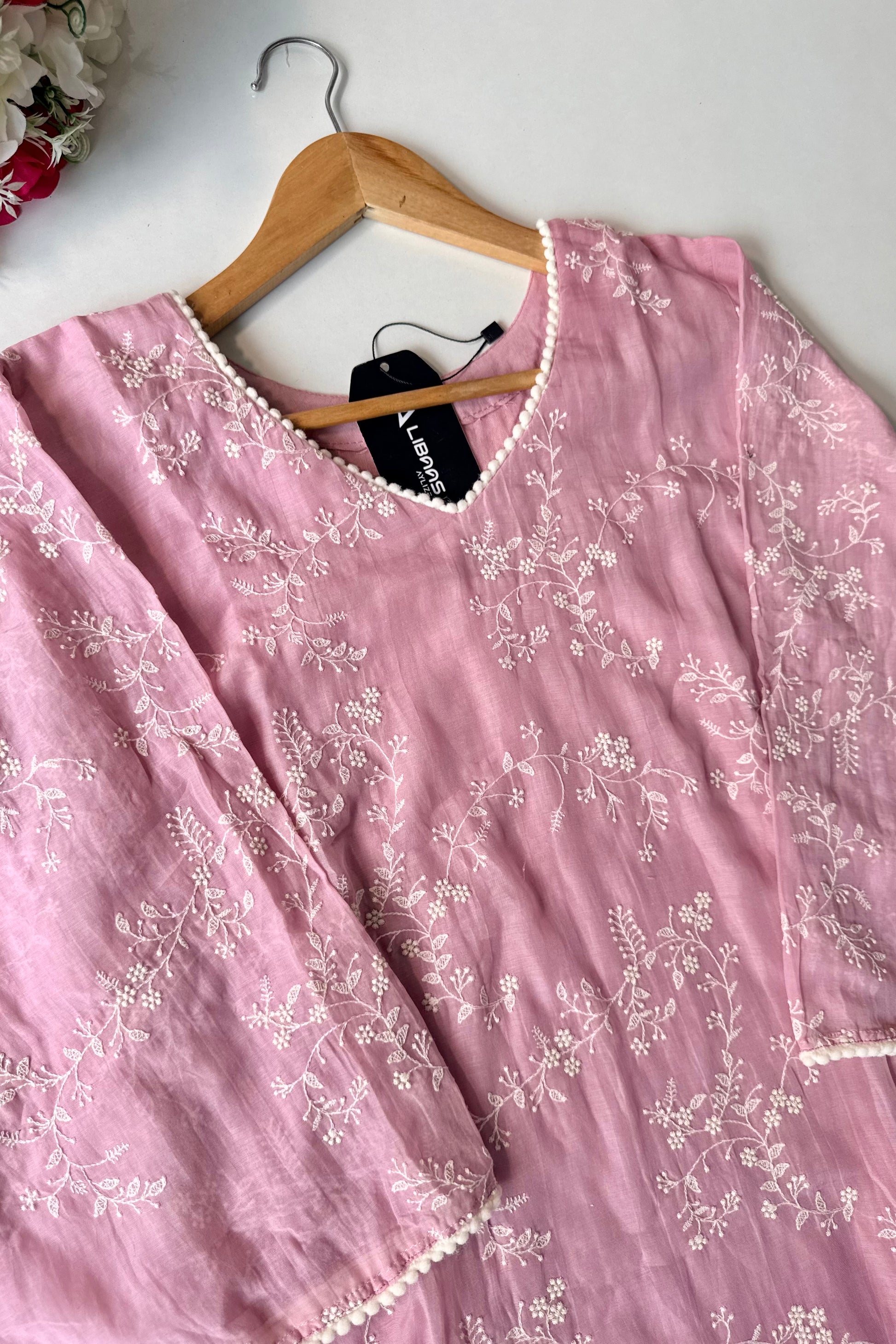 “Elina” Blossom Pink Mul Chanderi A Line Suit set 🛍️