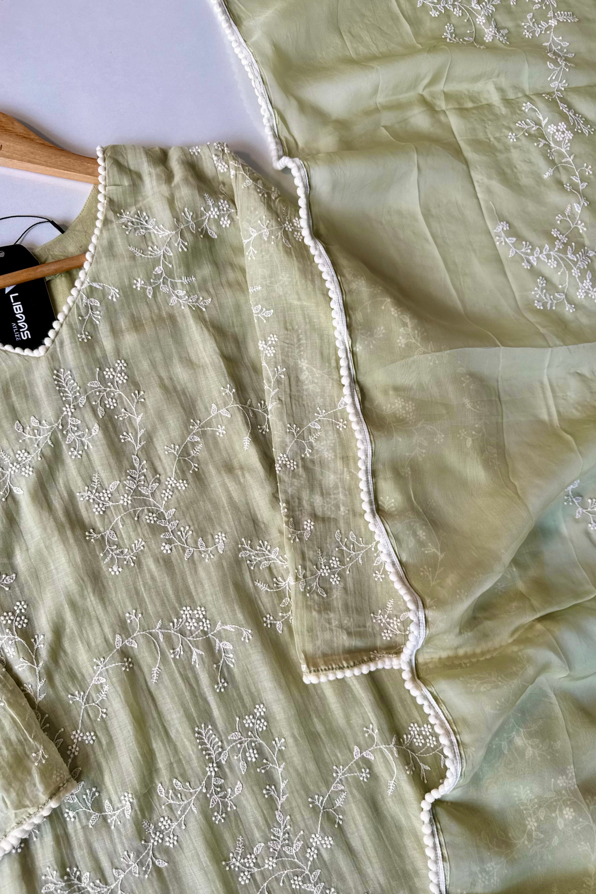 “Elina” Mint Green Mul Chanderi A Line Suit set 🛍️