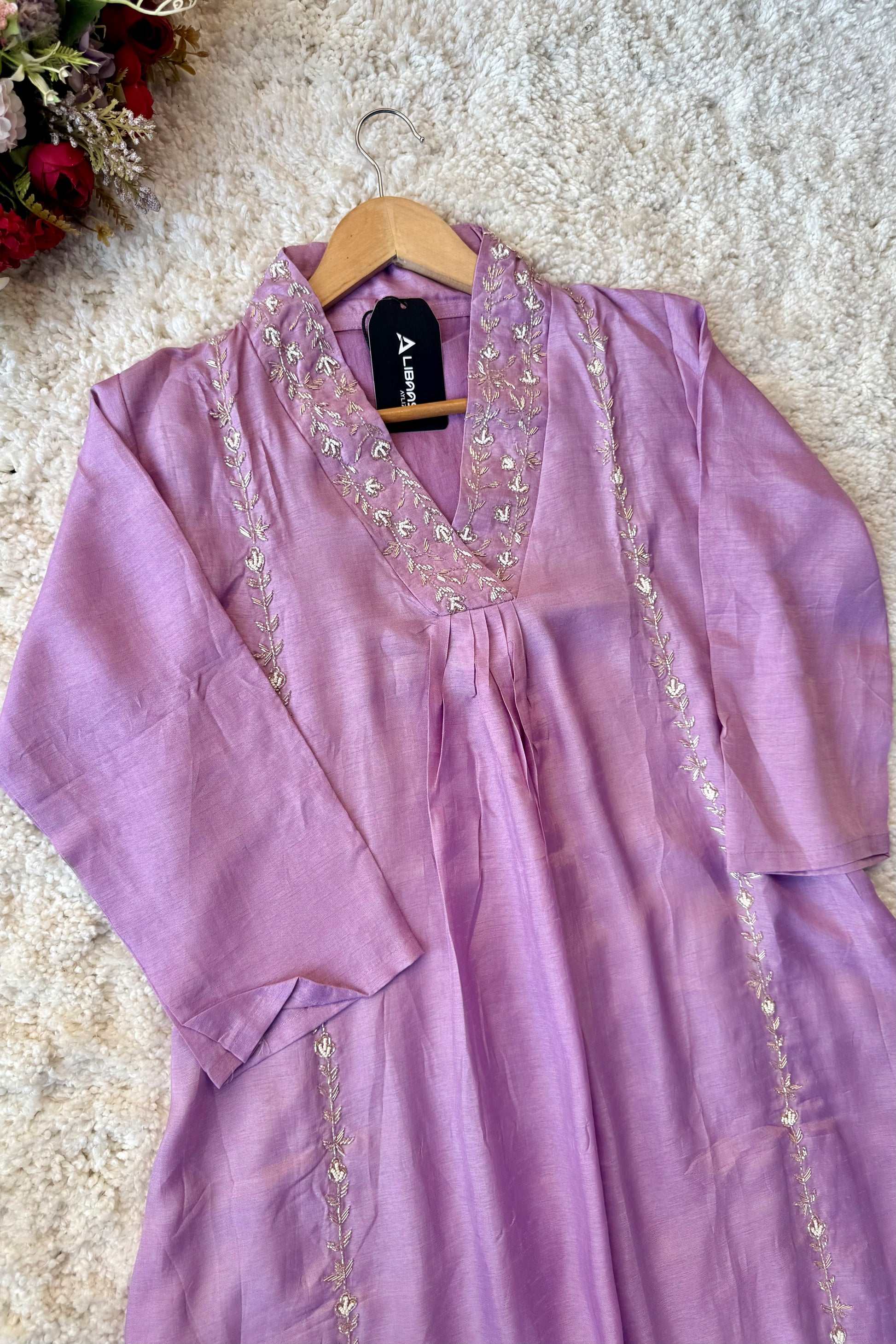 “Eira” Heavy handwork Dola silk A line kurti set 🛍️