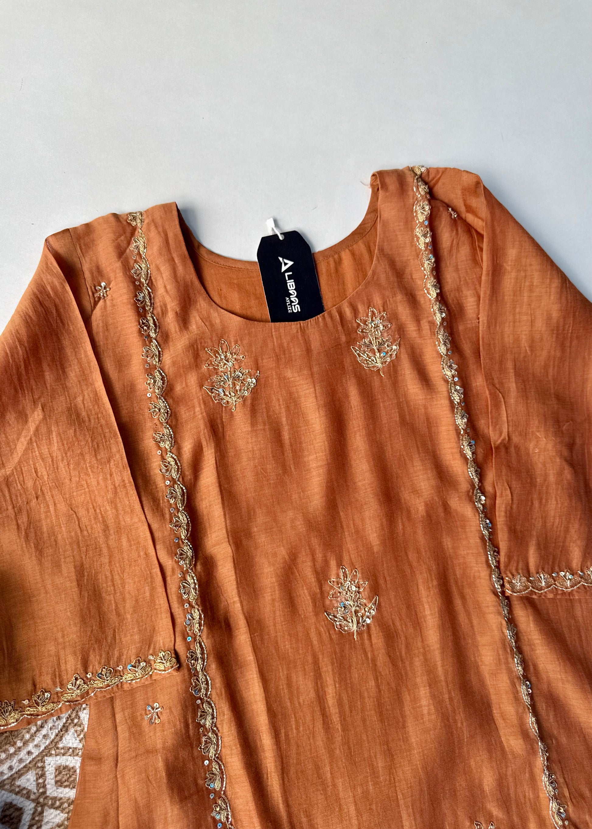 “Ujjwal” Copper Brown Mul Chanderi A Line Suit set 🛍️