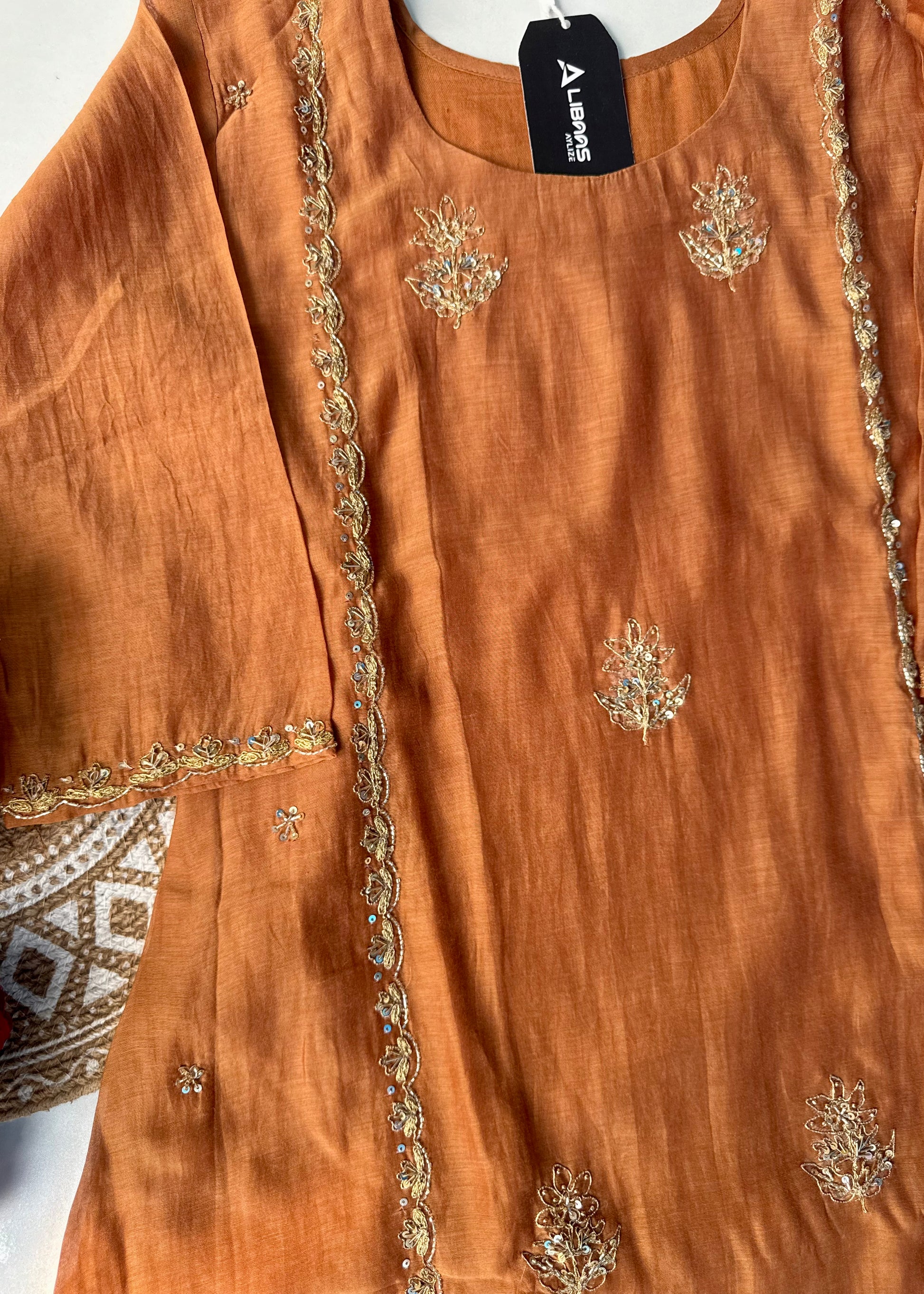“Ujjwal” Copper Brown Mul Chanderi A Line Suit set 🛍️