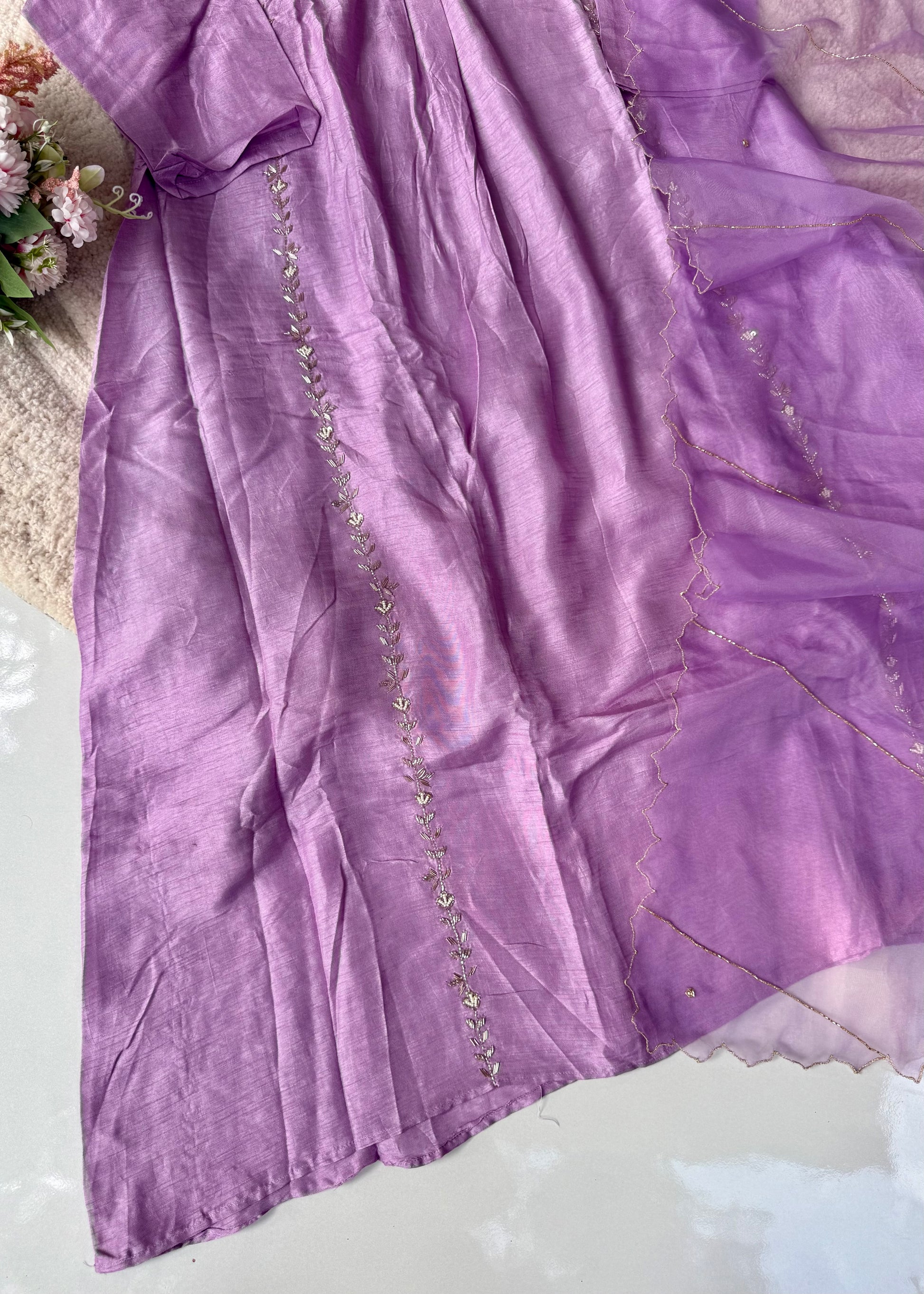 “Eira” Heavy handwork Dola silk A line kurti set 🛍️