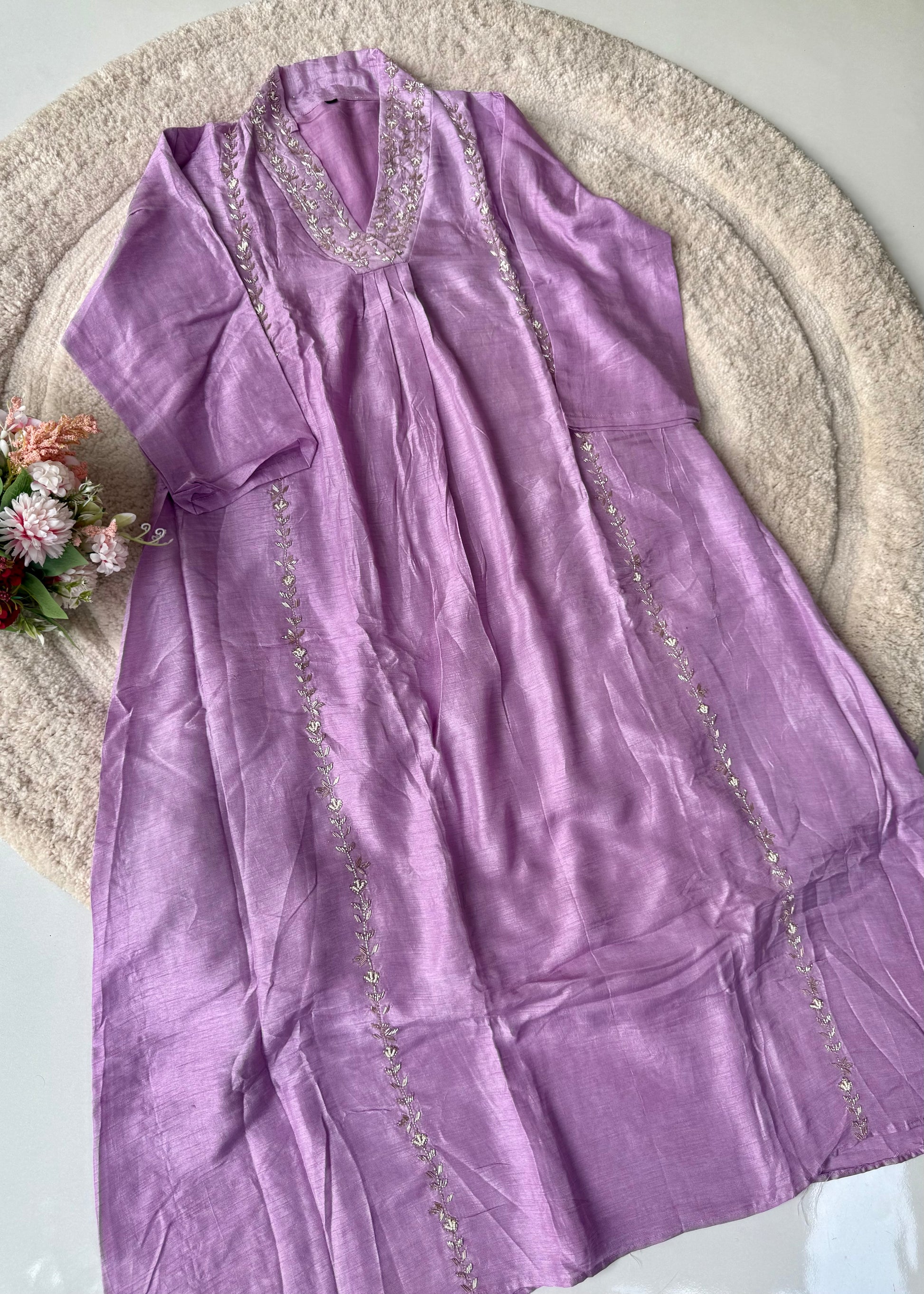 “Eira” Heavy handwork Dola silk A line kurti set 🛍️