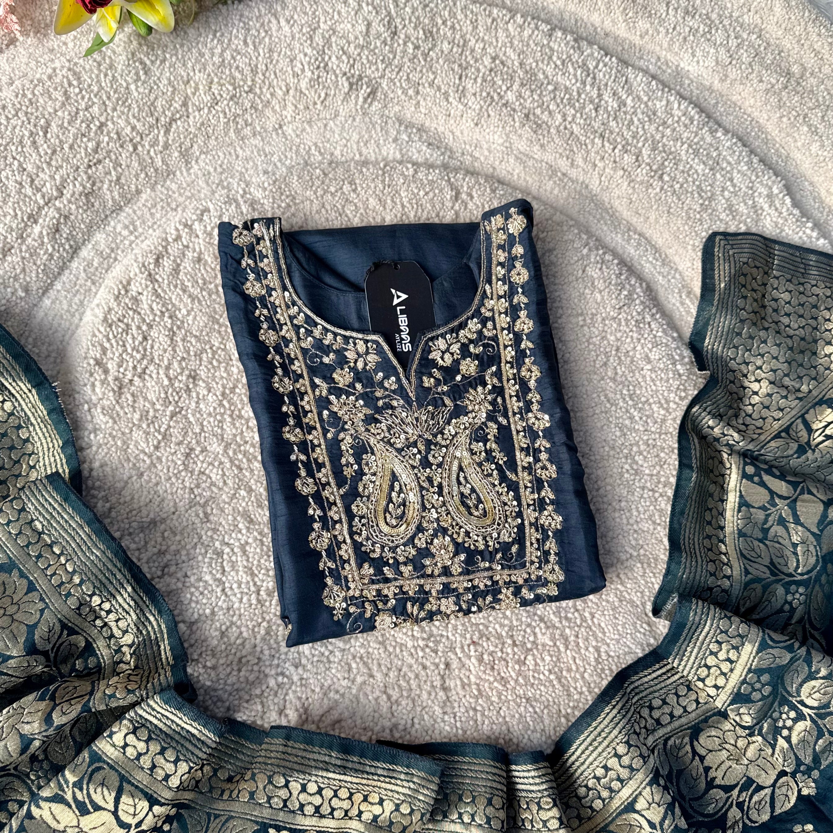 “Fiza” Indian wear dola silk kurti bottom dupatta set