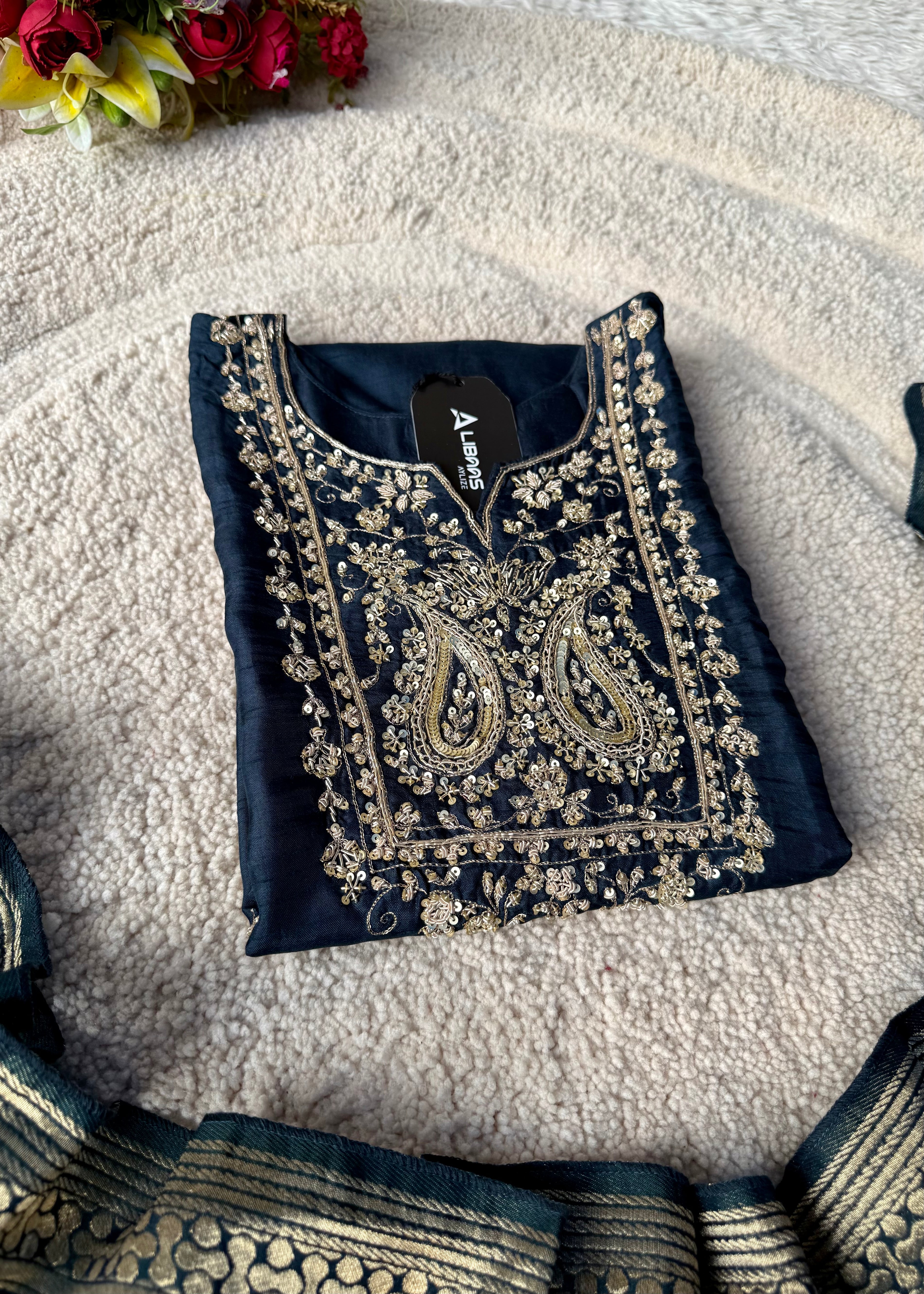 “Fiza” Indian wear dola silk kurti bottom dupatta set