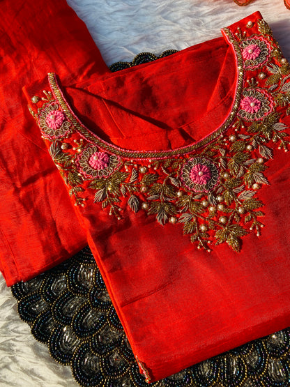 “Tamanna” Karwa chaut special Dola silk handwork suit set 🛍️