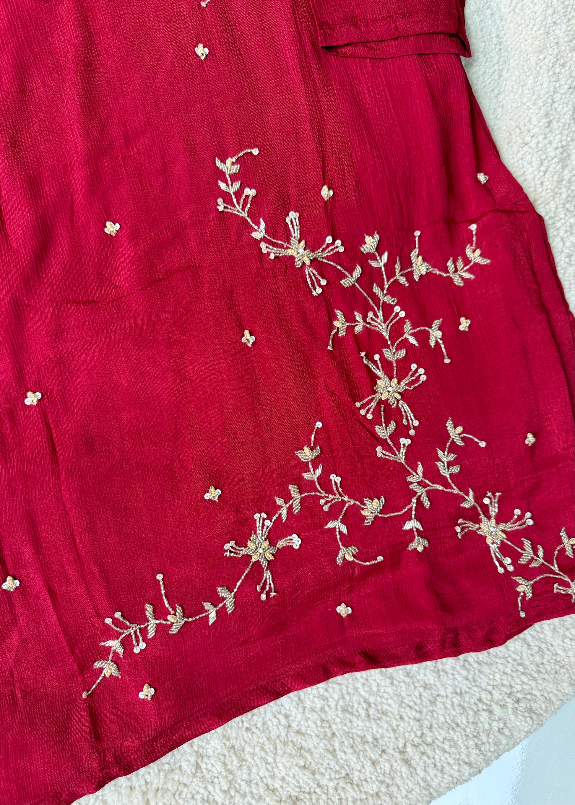 “Alya” Chinnon Silk Heavy Handwork Kurta Palazzo Set with Dupatta