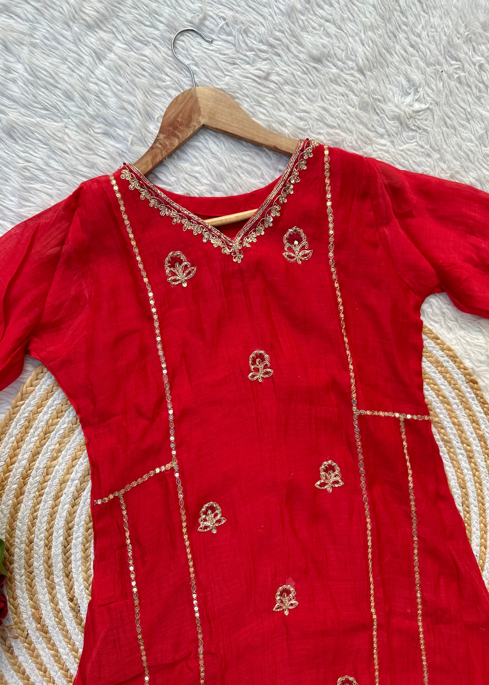 “MELODY” Heavy handwork Mul Chanderi party wear anarkali kurta set