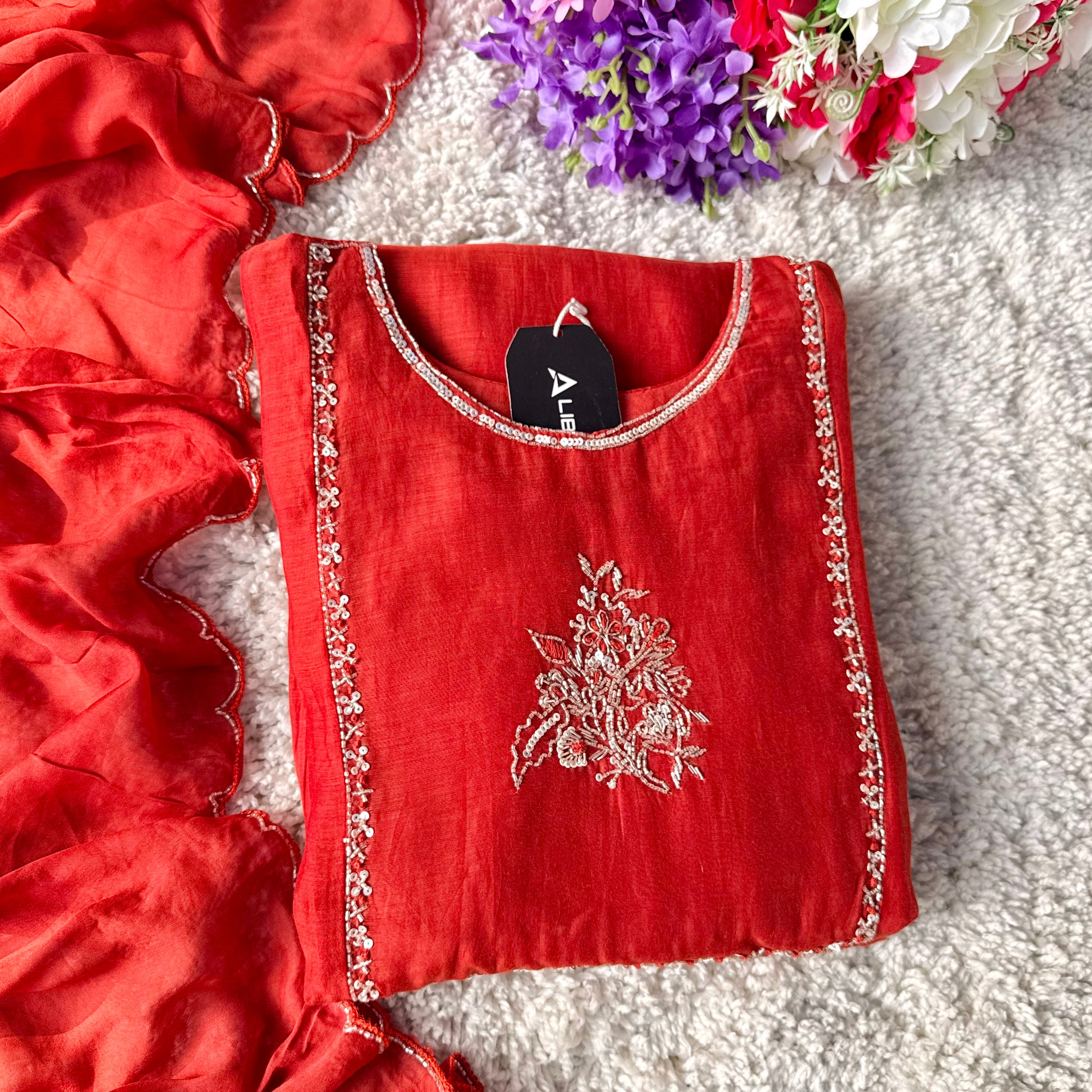 🛍️”Crown –  Premium Party wear  Mul Chanderi A Line Kurta Set