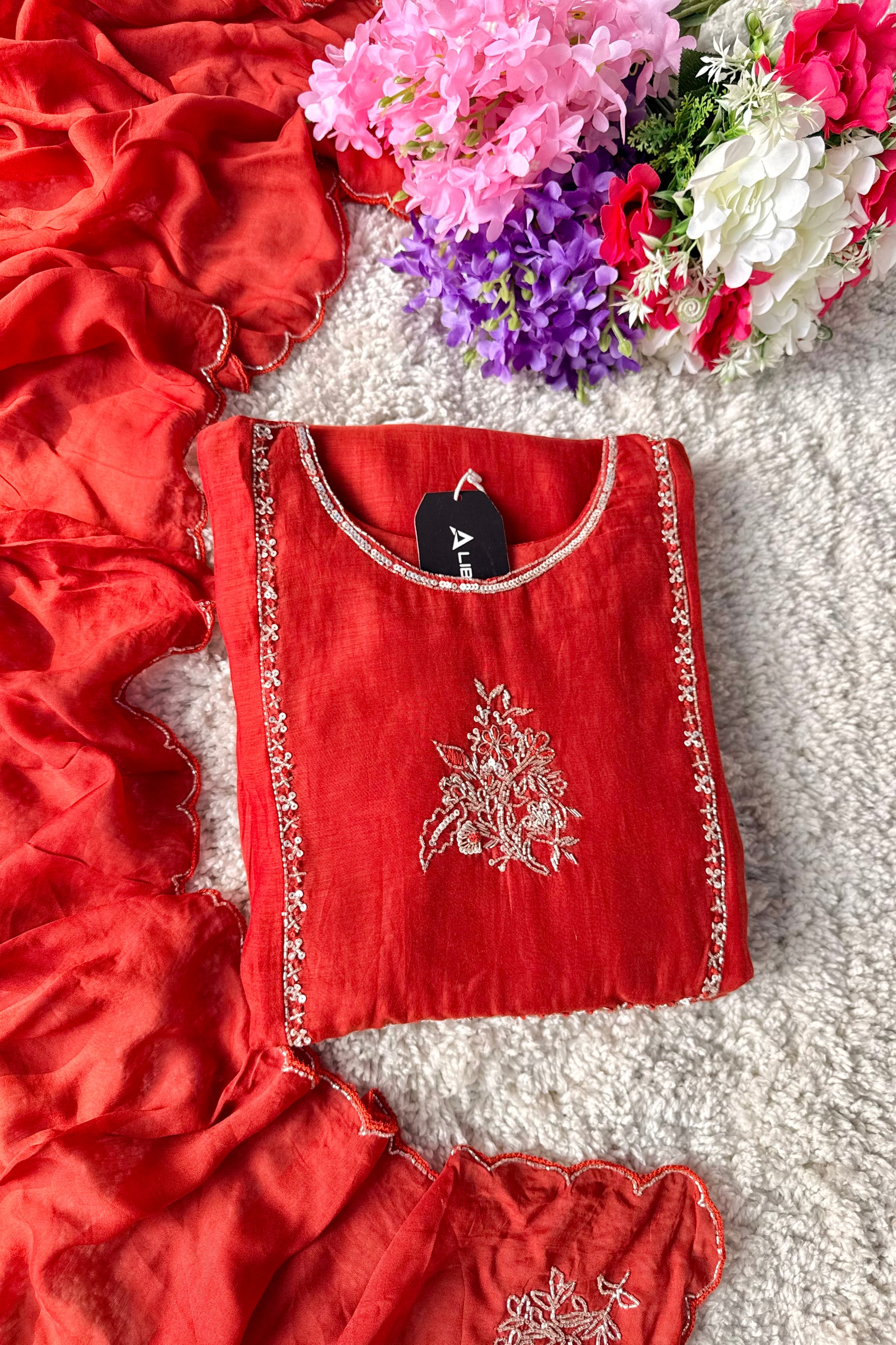 🛍️”Crown –  Premium Party wear  Mul Chanderi A Line Kurta Set