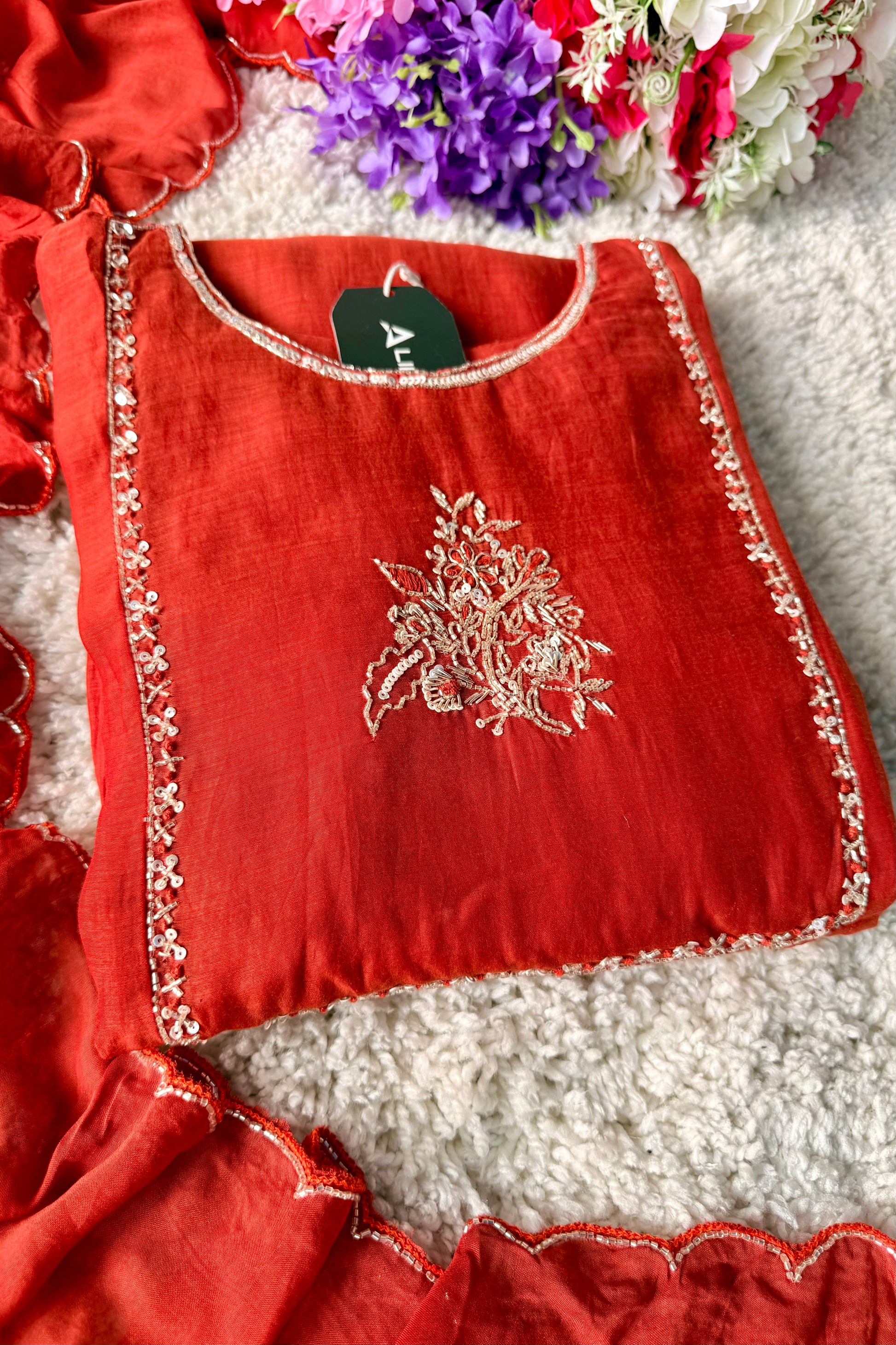 🛍️”Crown –  Premium Party wear  Mul Chanderi A Line Kurta Set