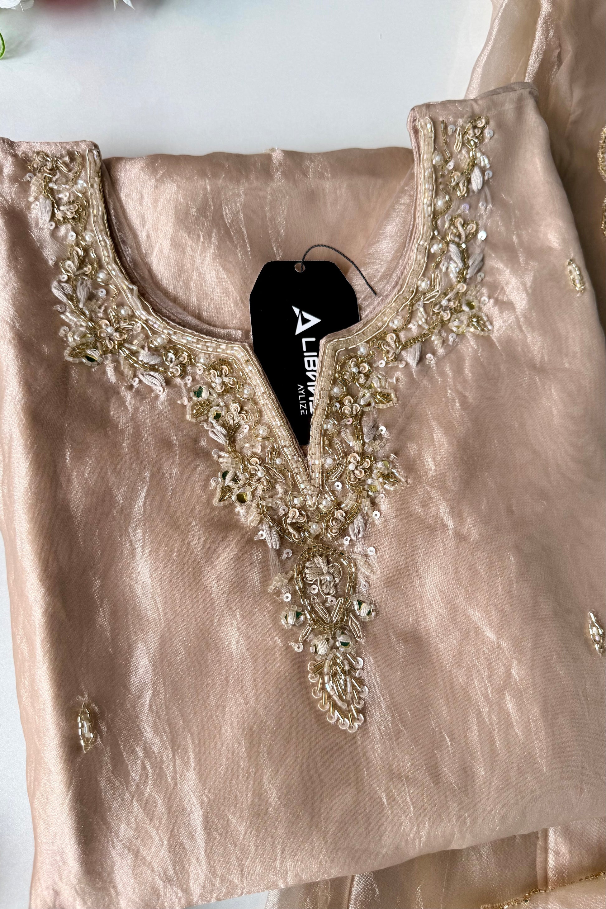 ✨Ruhani – Luxury Ivory Glass Tissue Divider Suit Set