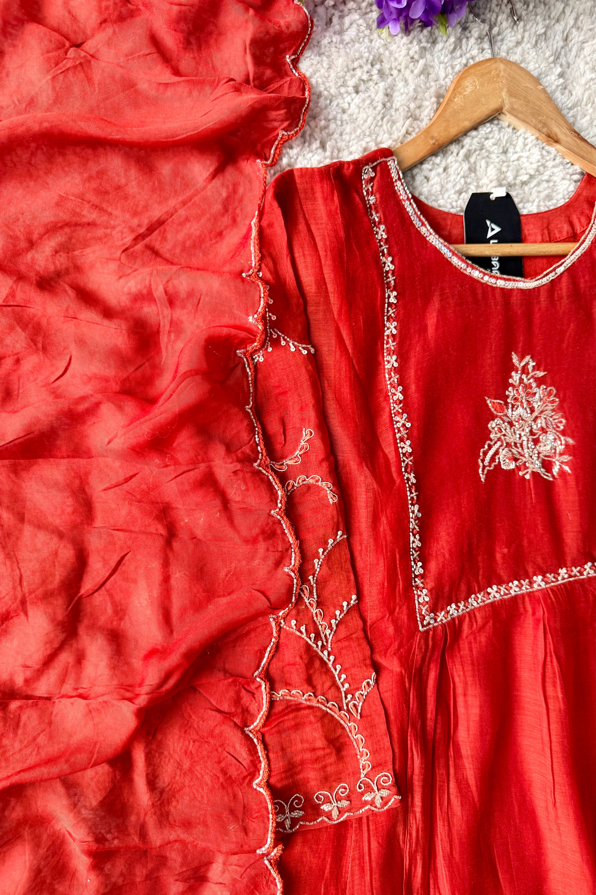 🛍️”Crown –  Premium Party wear  Mul Chanderi A Line Kurta Set