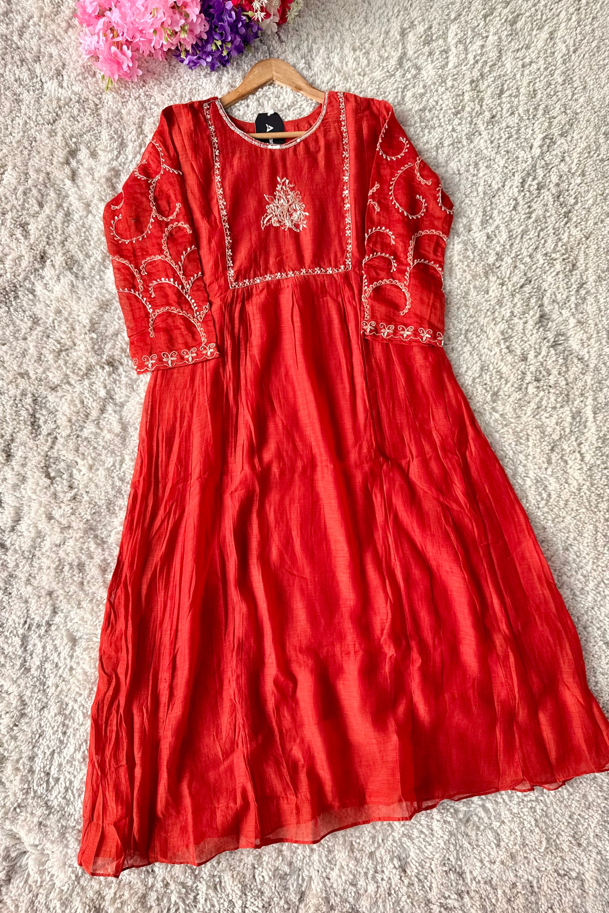🛍️”Crown –  Premium Party wear  Mul Chanderi A Line Kurta Set