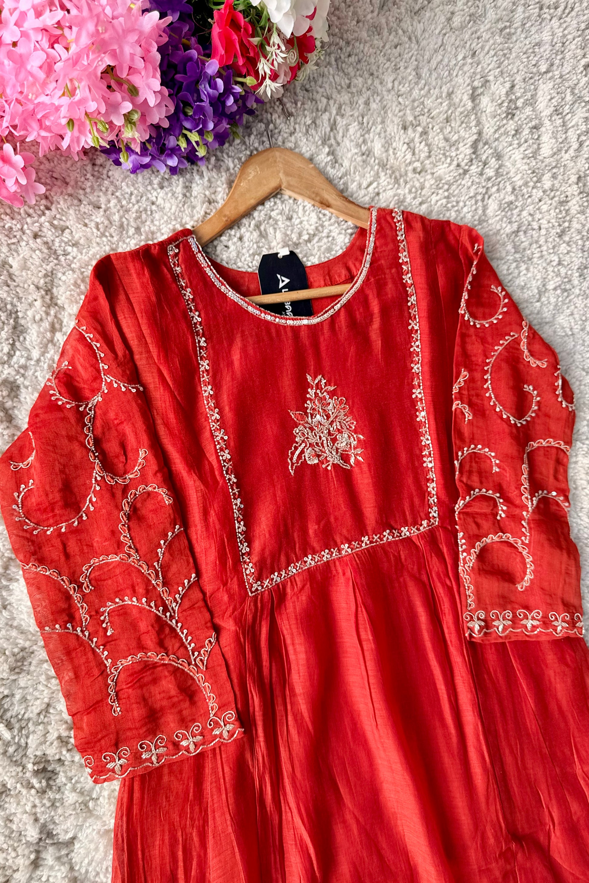 🛍️”Crown –  Premium Party wear  Mul Chanderi A Line Kurta Set