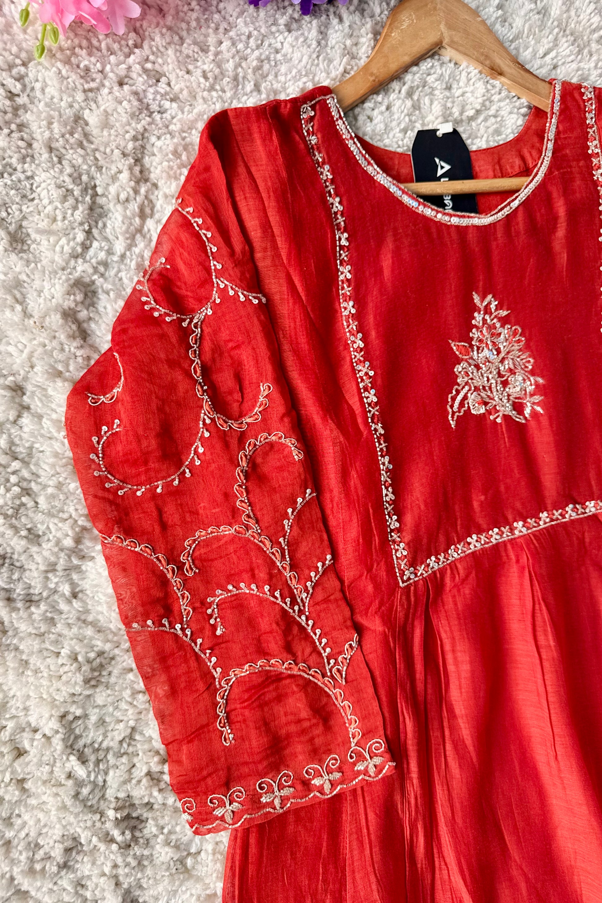 🛍️”Crown –  Premium Party wear  Mul Chanderi A Line Kurta Set