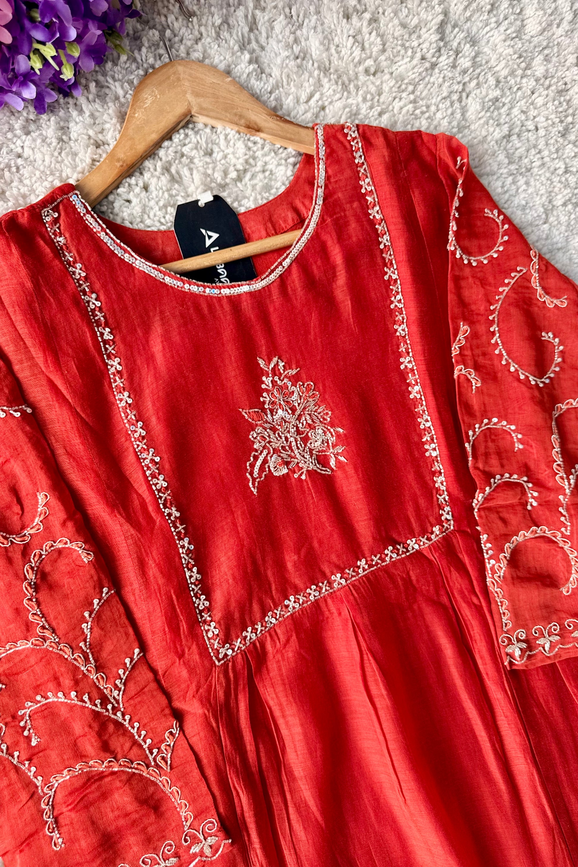 🛍️”Crown –  Premium Party wear  Mul Chanderi A Line Kurta Set