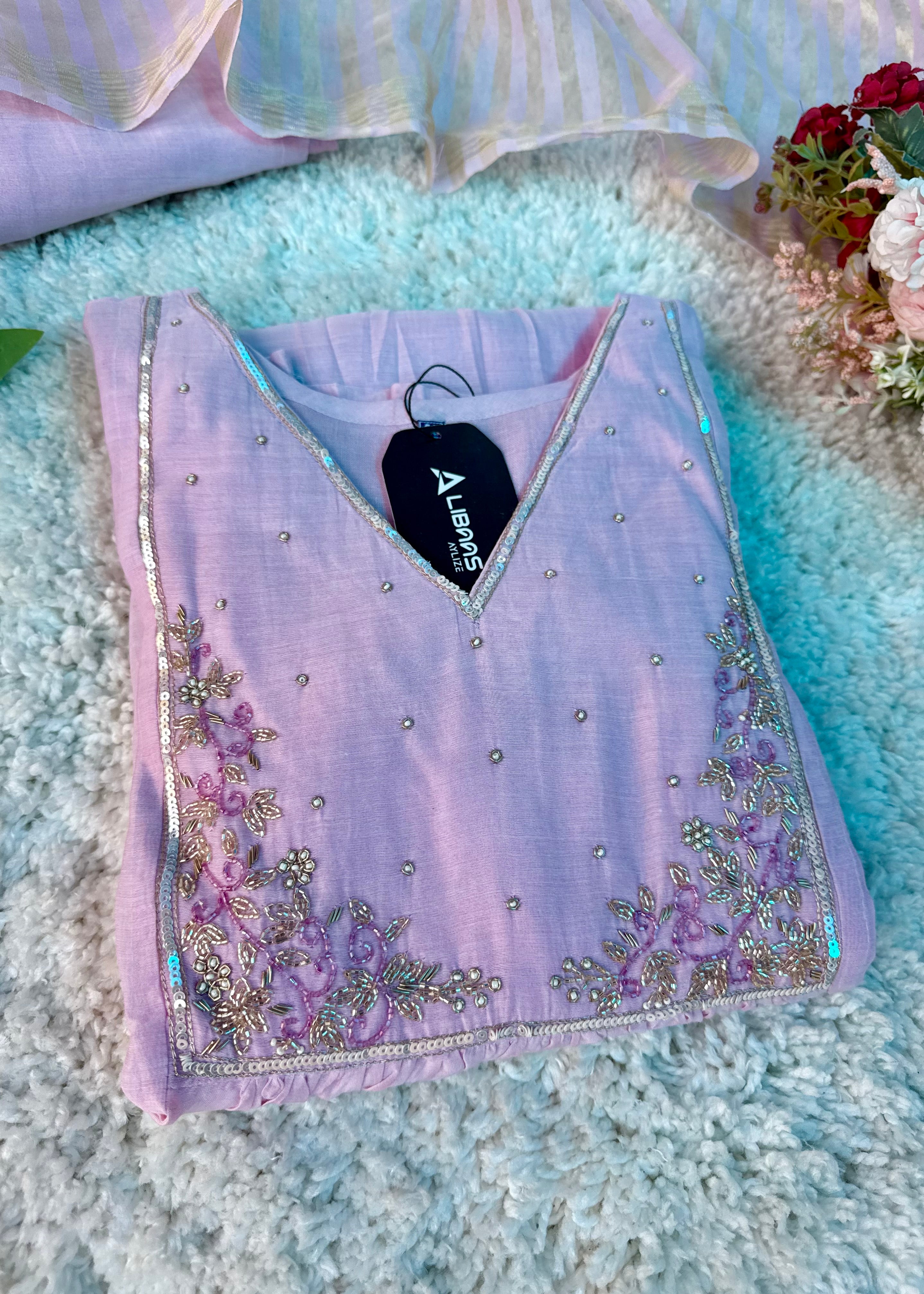 Gulnoor – Mul Chanderi A-Line Kurta Set with Dupatta